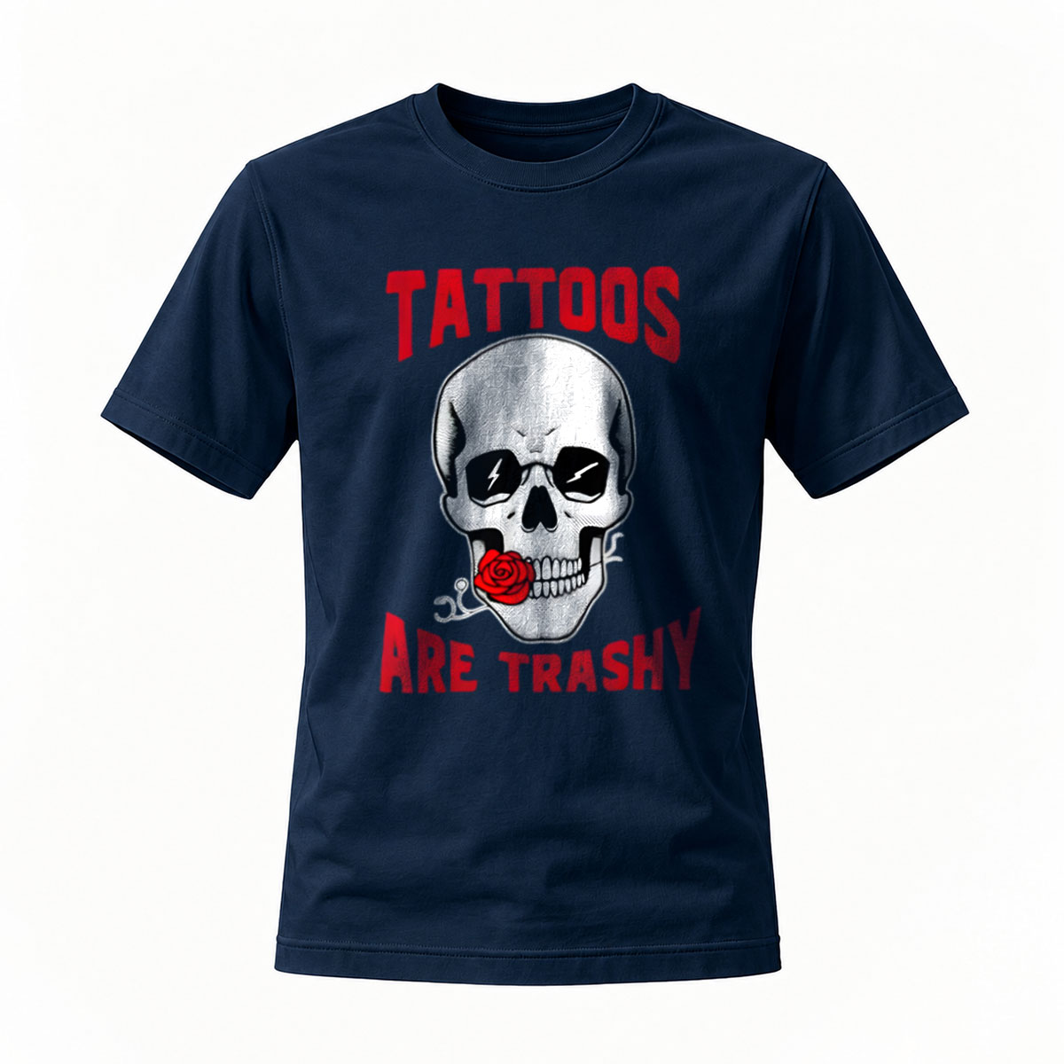 Tattoos Are Trashy Skull Rose Graphic T-Shirt Men's - Image 7