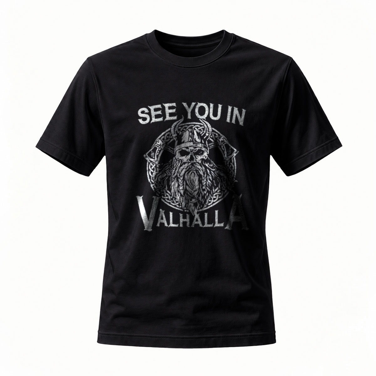 See You in Valhalla Viking Skull T-Shirt Men's Black