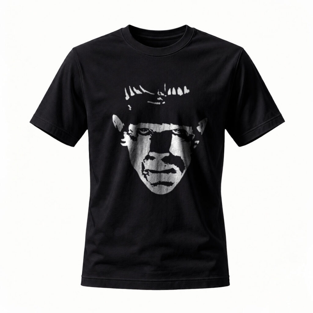 Black T-Shirt with Monkey Face Print Men's Casual Wear Gift Idea