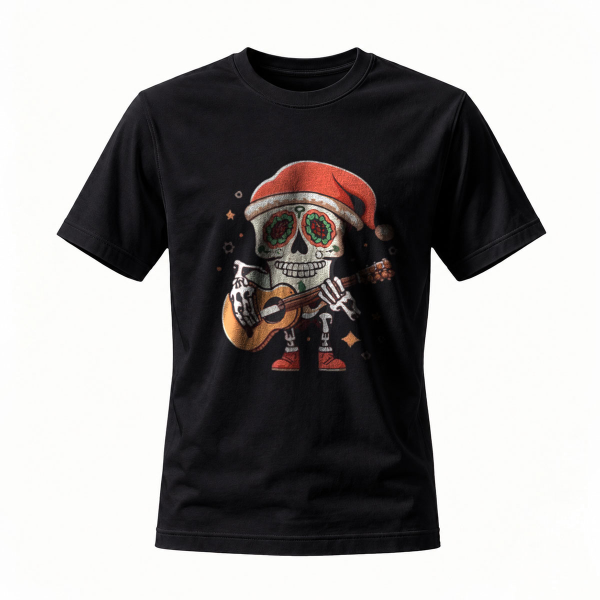 Santa Skull Playing Guitar Christmas Men's T-Shirt