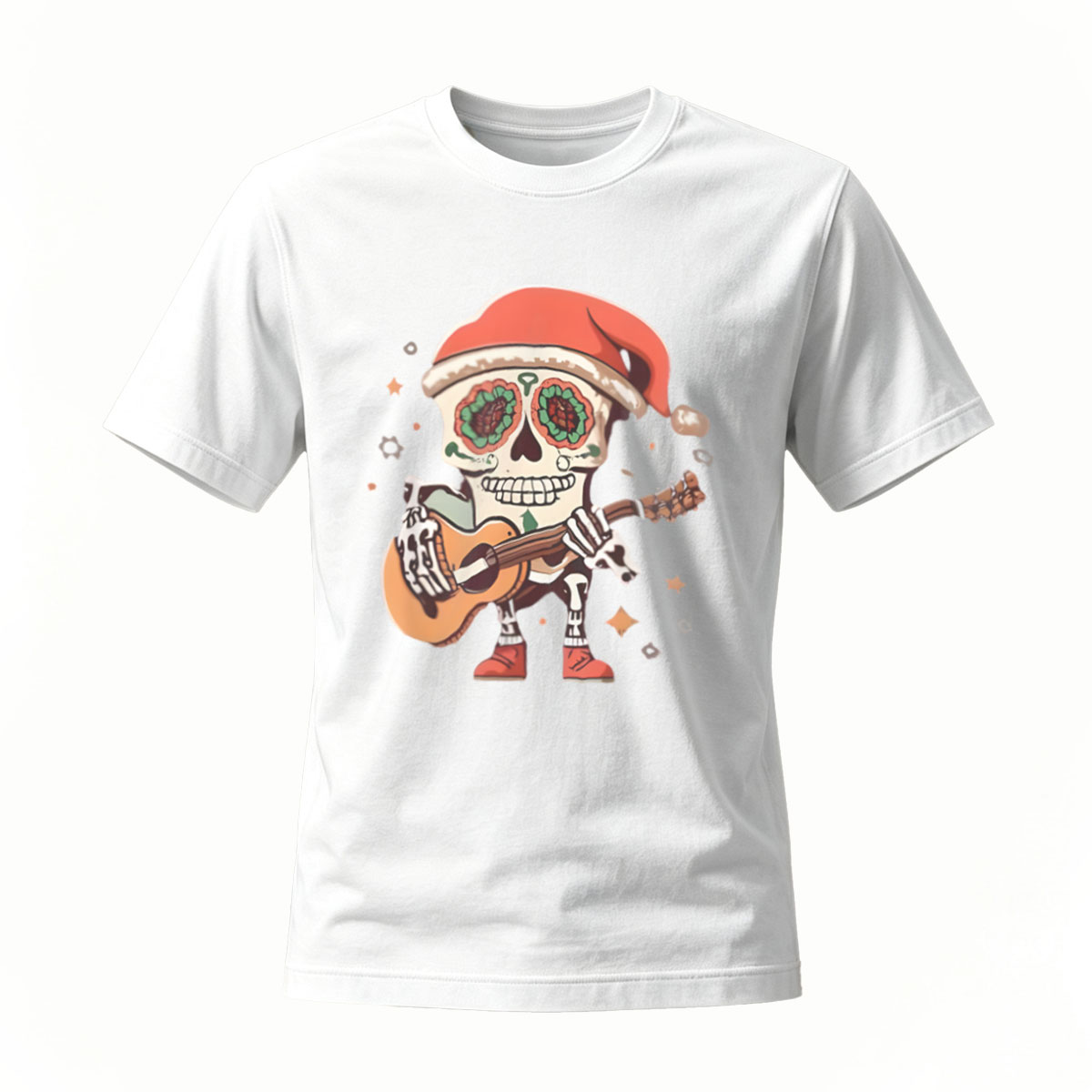 Santa Skull Playing Guitar Christmas Men's T-Shirt - Image 2