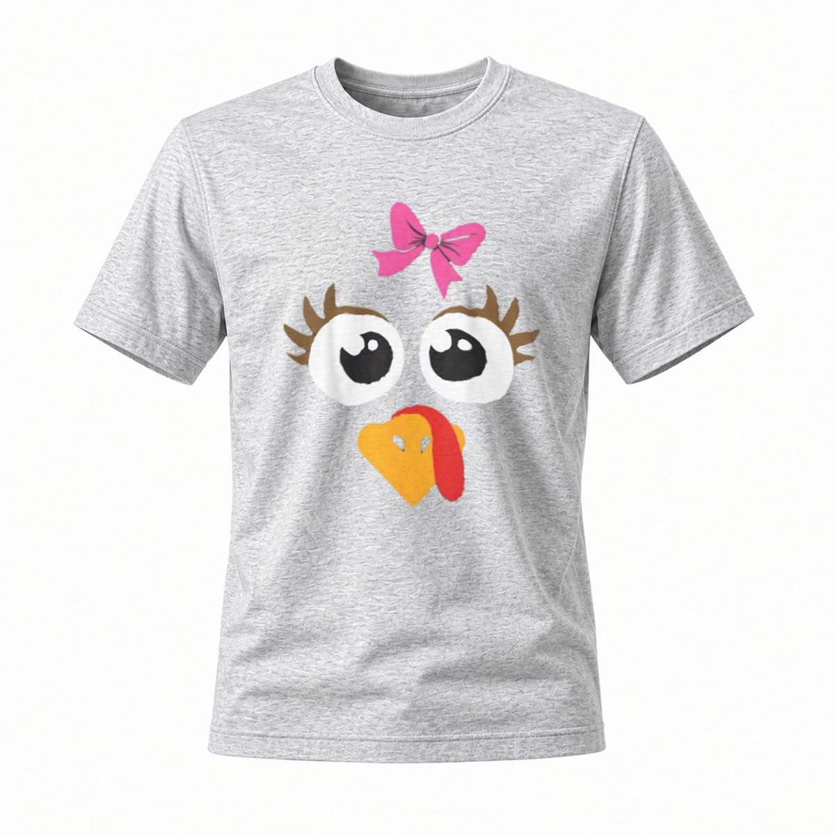 Cute Turkey Face T-Shirt with Pink Bow for Thanksgiving Fun - Image 3