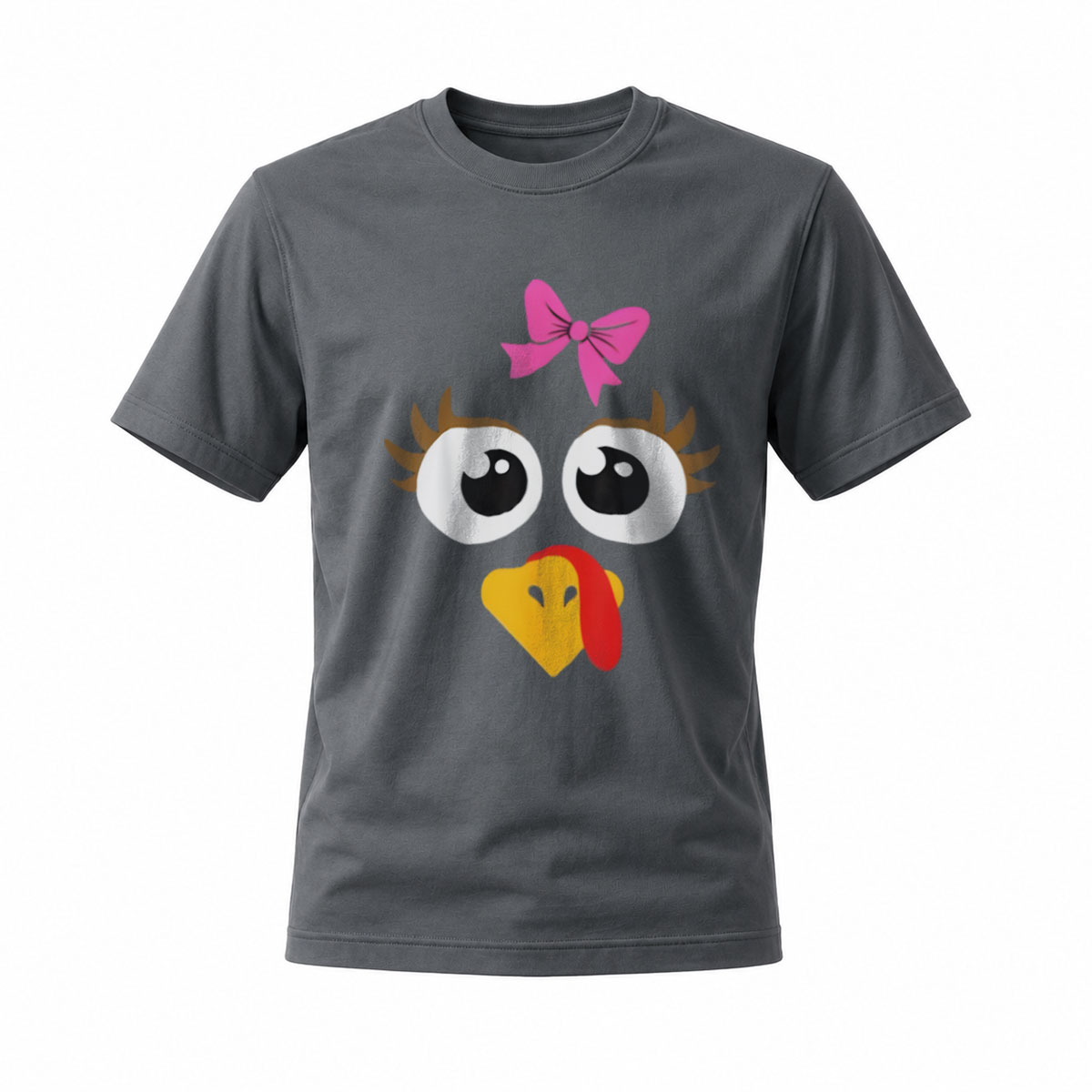 Cute Turkey Face T-Shirt with Pink Bow for Thanksgiving Fun - Image 6