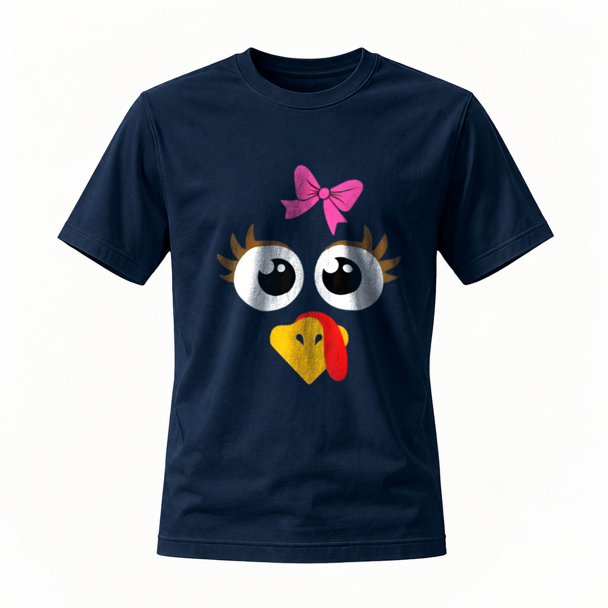 Cute Turkey Face T-Shirt with Pink Bow for Thanksgiving Fun - Image 7