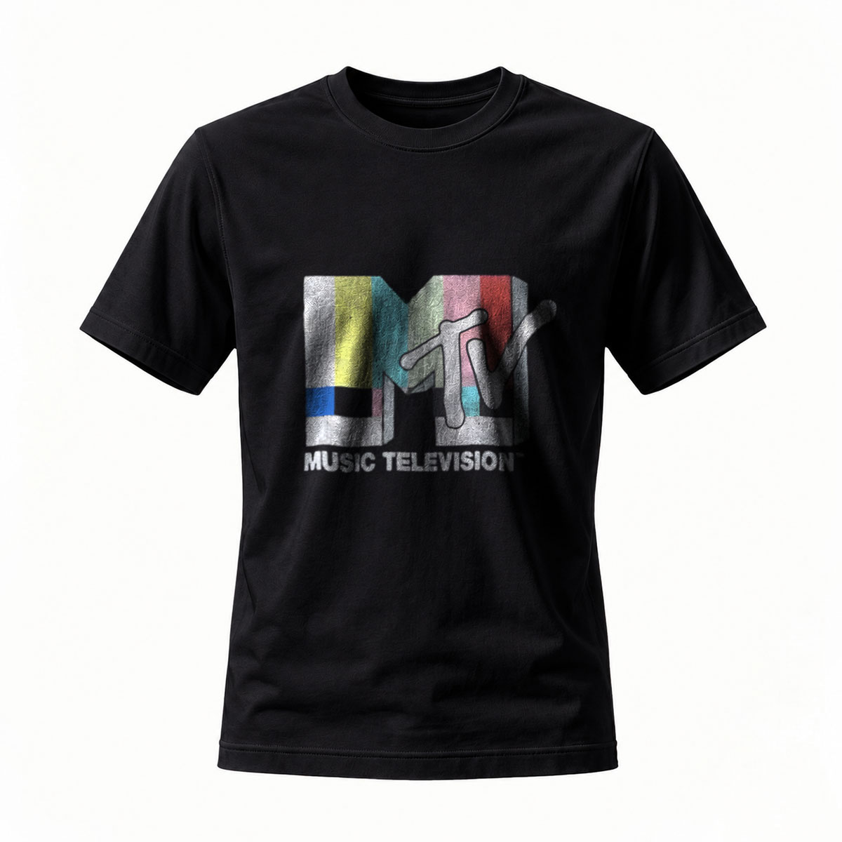 MTV Logo T-Shirt Men's Black Music Television Print Casual Wear
