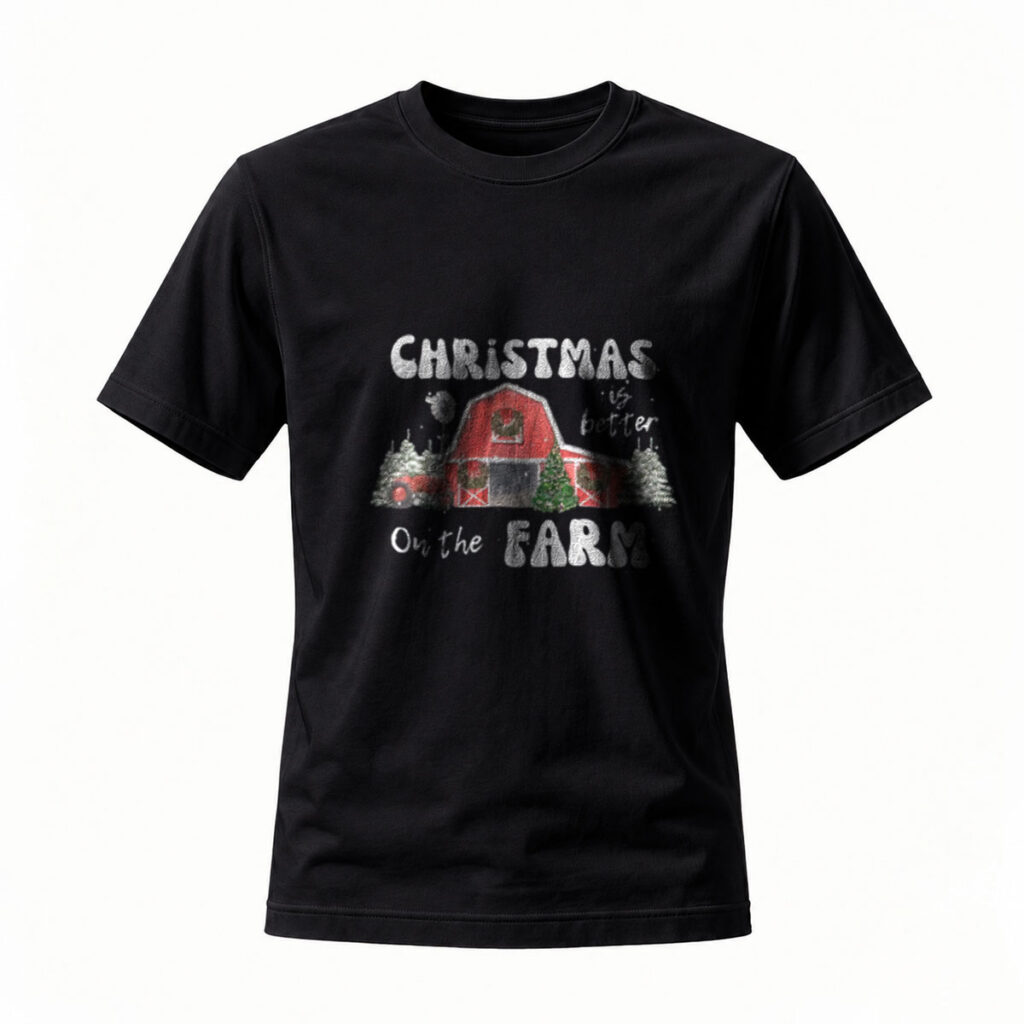 Christmas on the Farm Men's T-Shirt Holiday Gift Wear