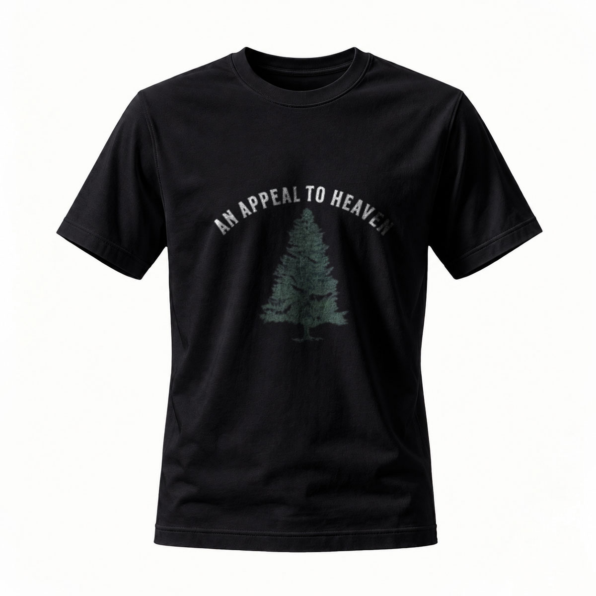 An Appeal to Heaven Tree Graphic T-Shirt Men's Black Casual Wear