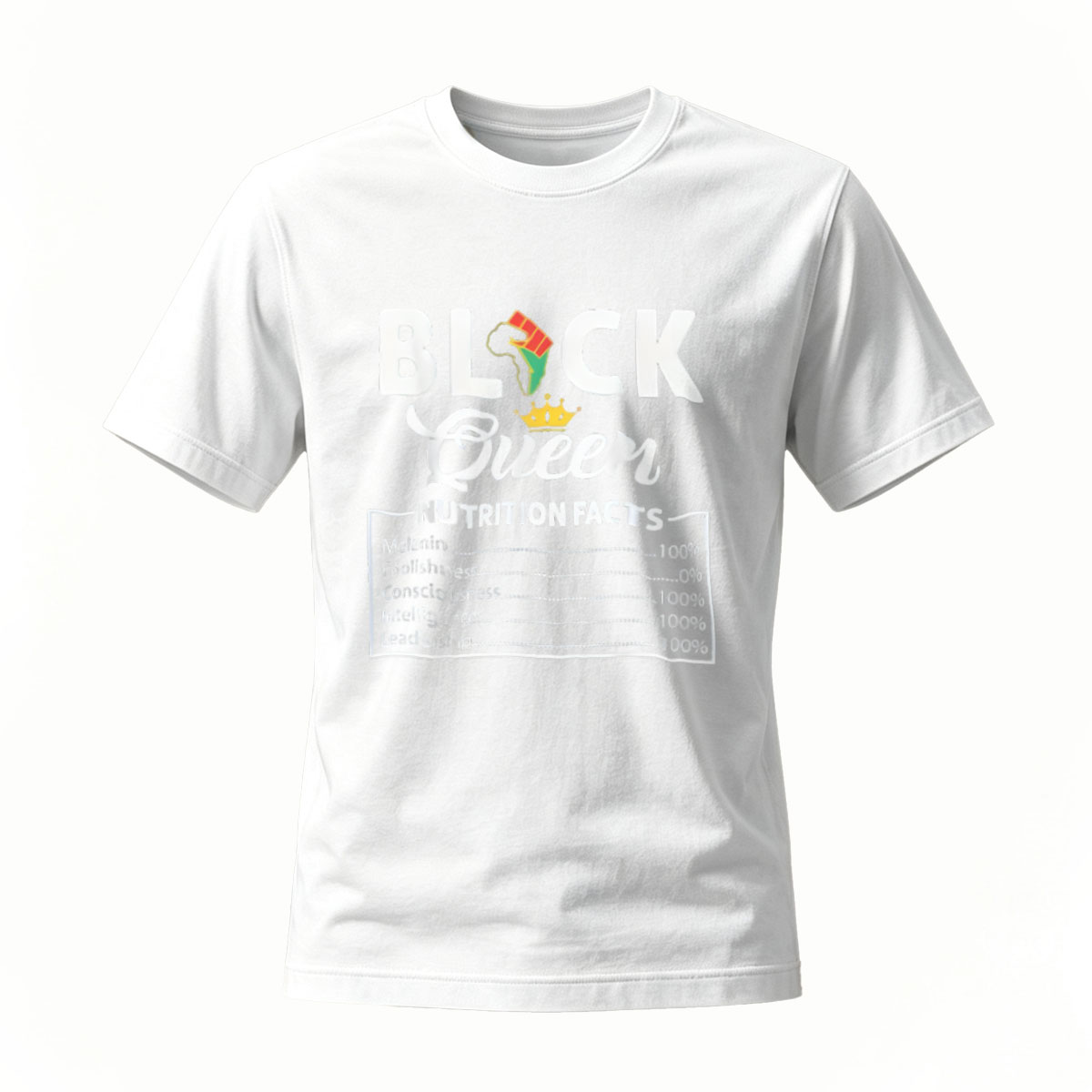 Black Queen Nutrition Facts T-Shirt for Women and Men - Image 2