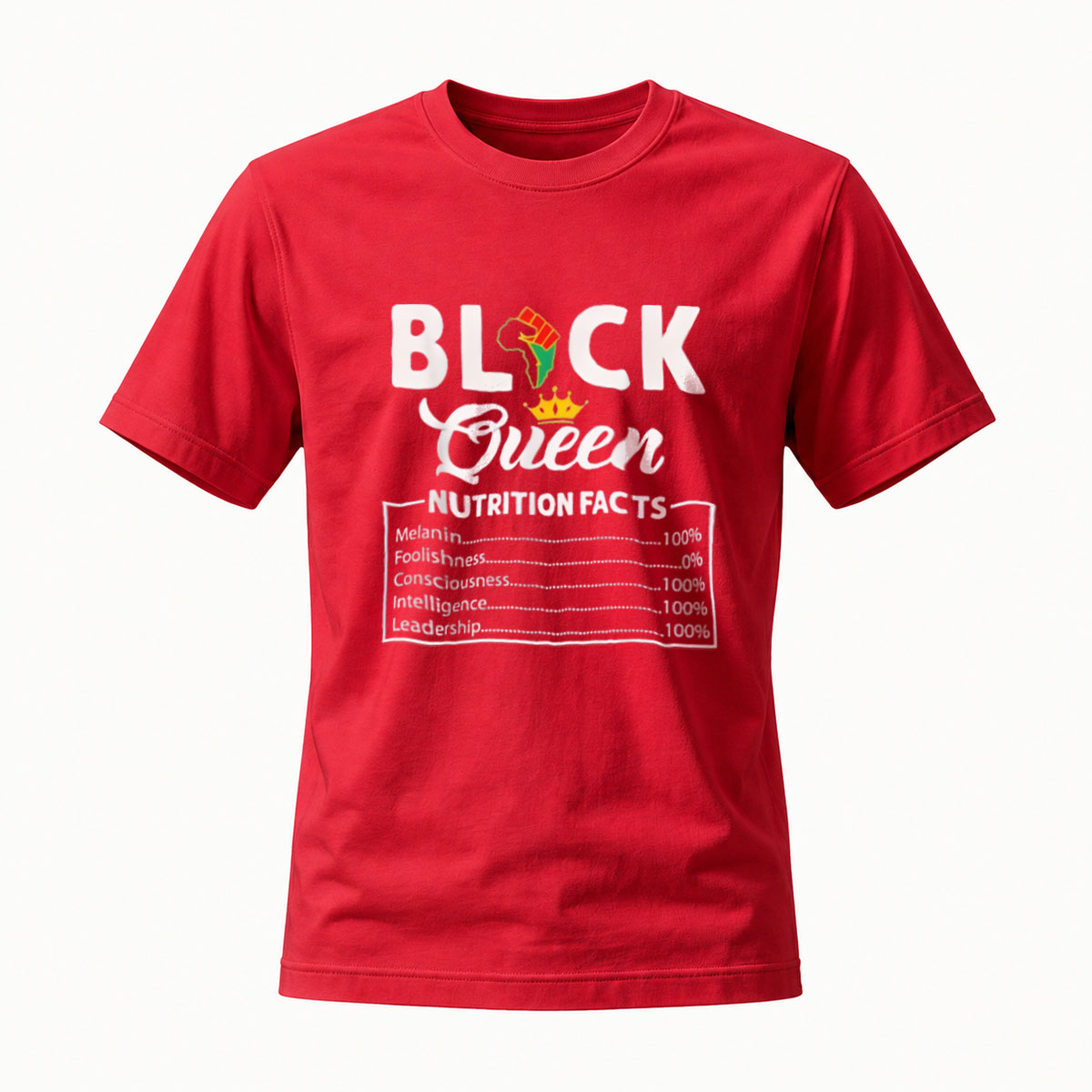 Black Queen Nutrition Facts T-Shirt for Women and Men - Image 5