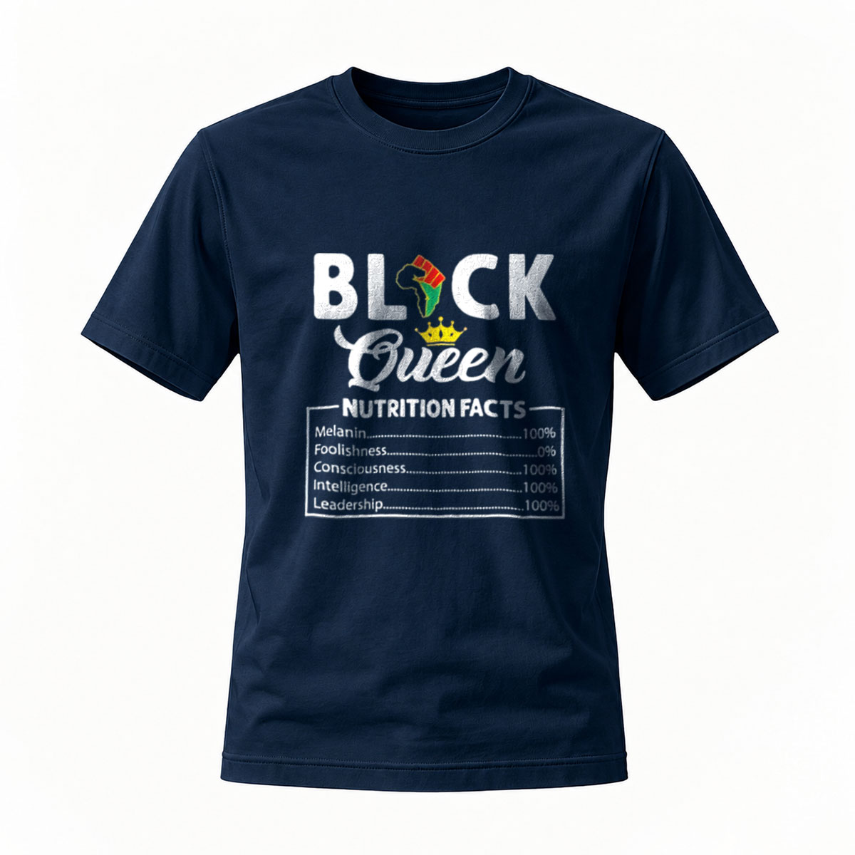 Black Queen Nutrition Facts T-Shirt for Women and Men - Image 7