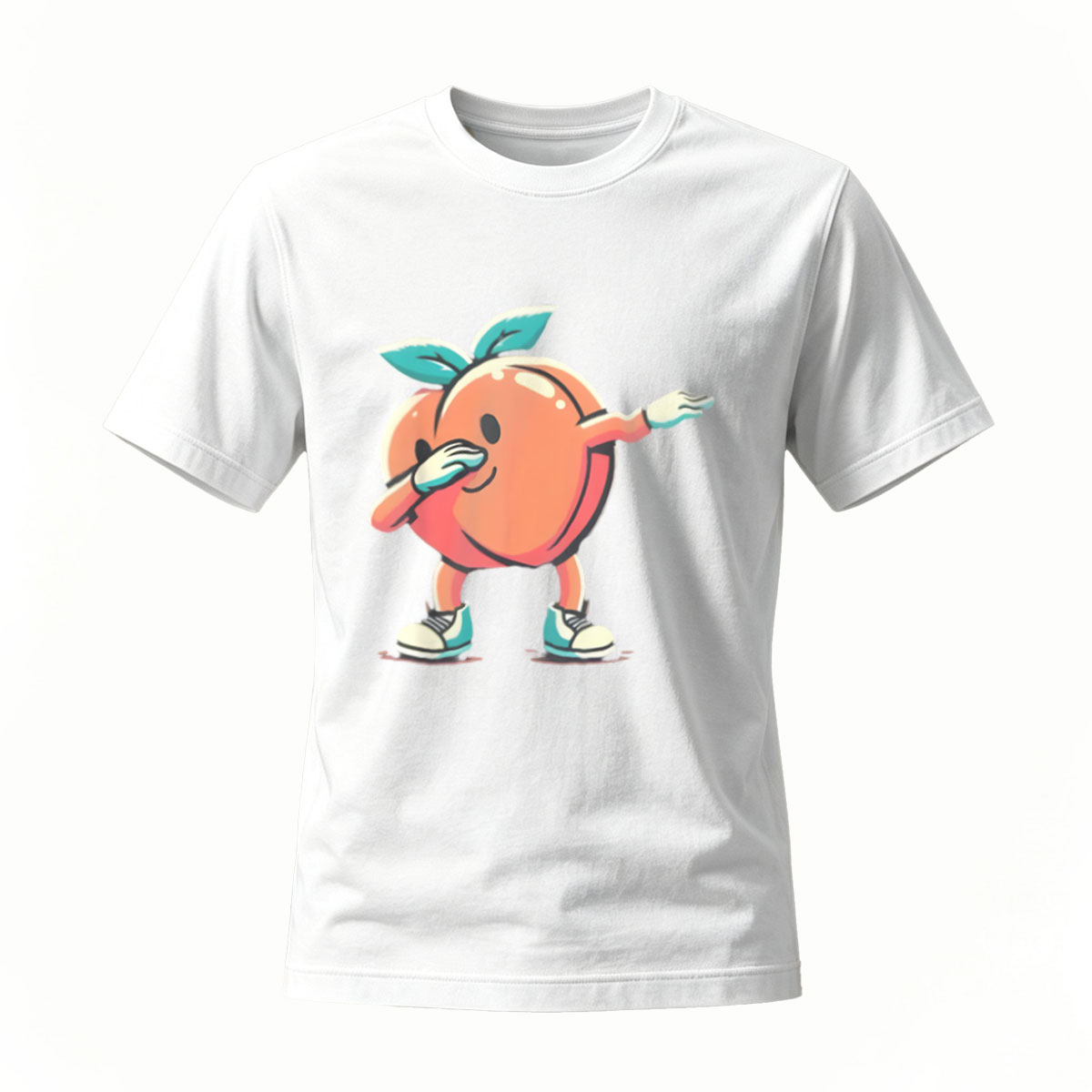 Dancing Peach Fruit T-Shirt Men's Casual Fun Graphic Tee - Image 2