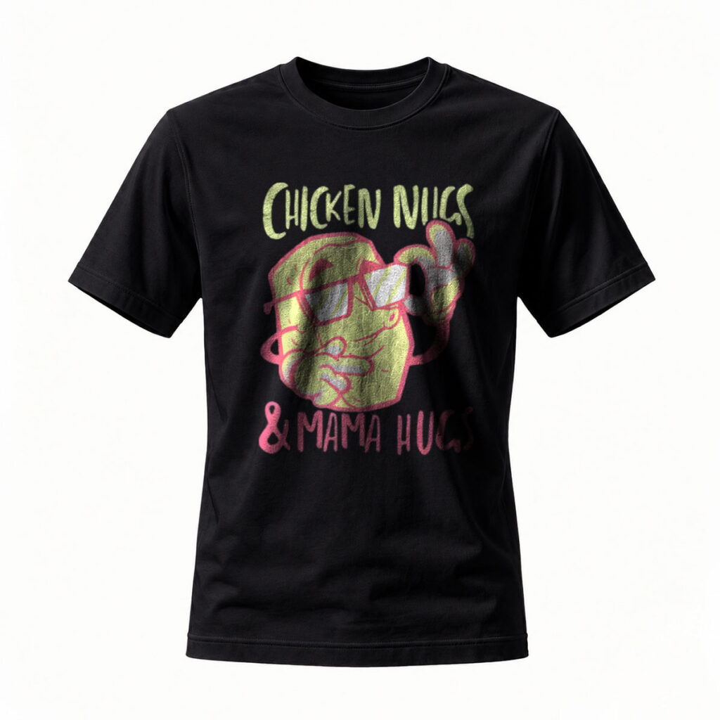 Chicken Nugs & Mama Hugs Funny T-Shirt Men Women Casual Wear