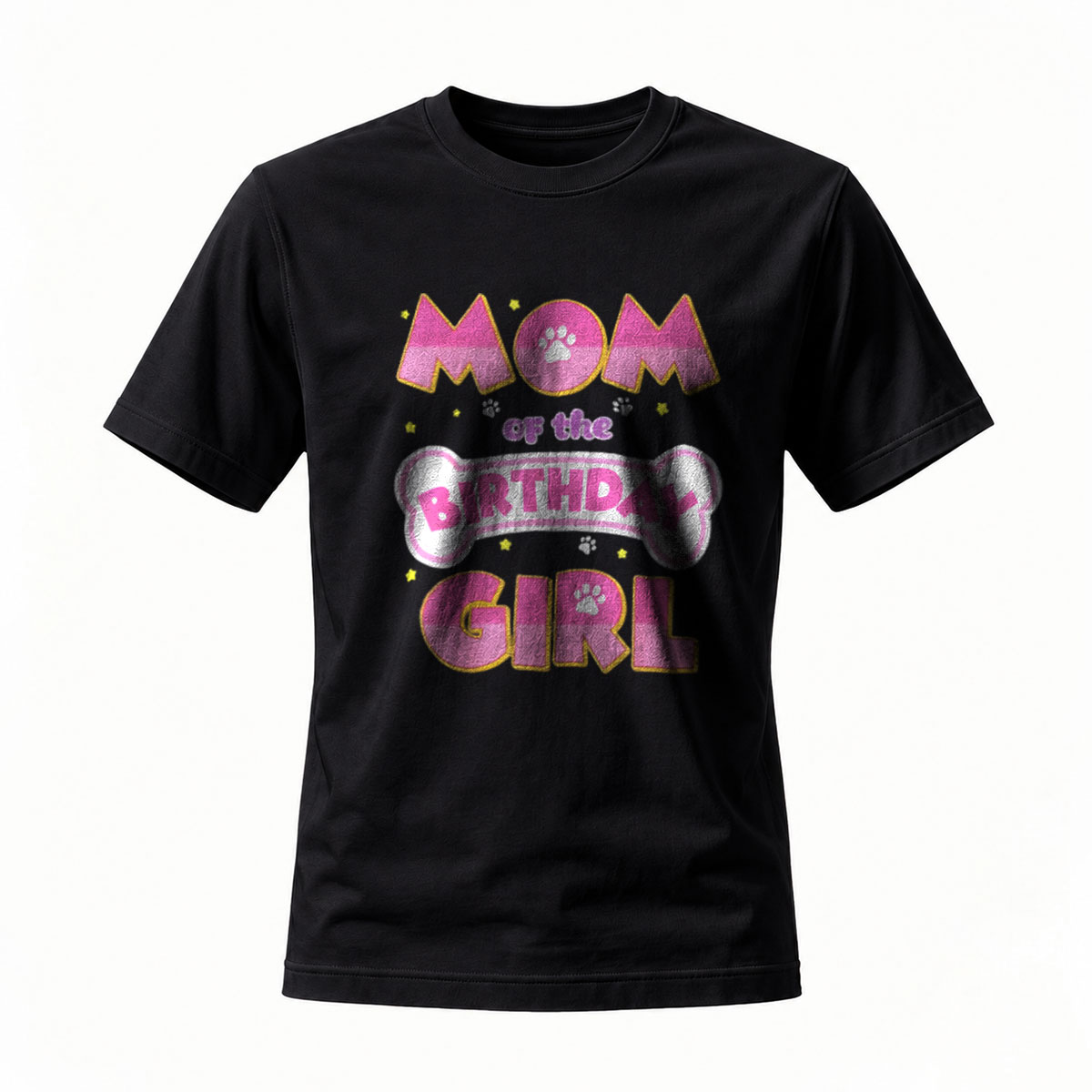 Mom of the Birthday Girl Dog Paw Print T-Shirt for Women