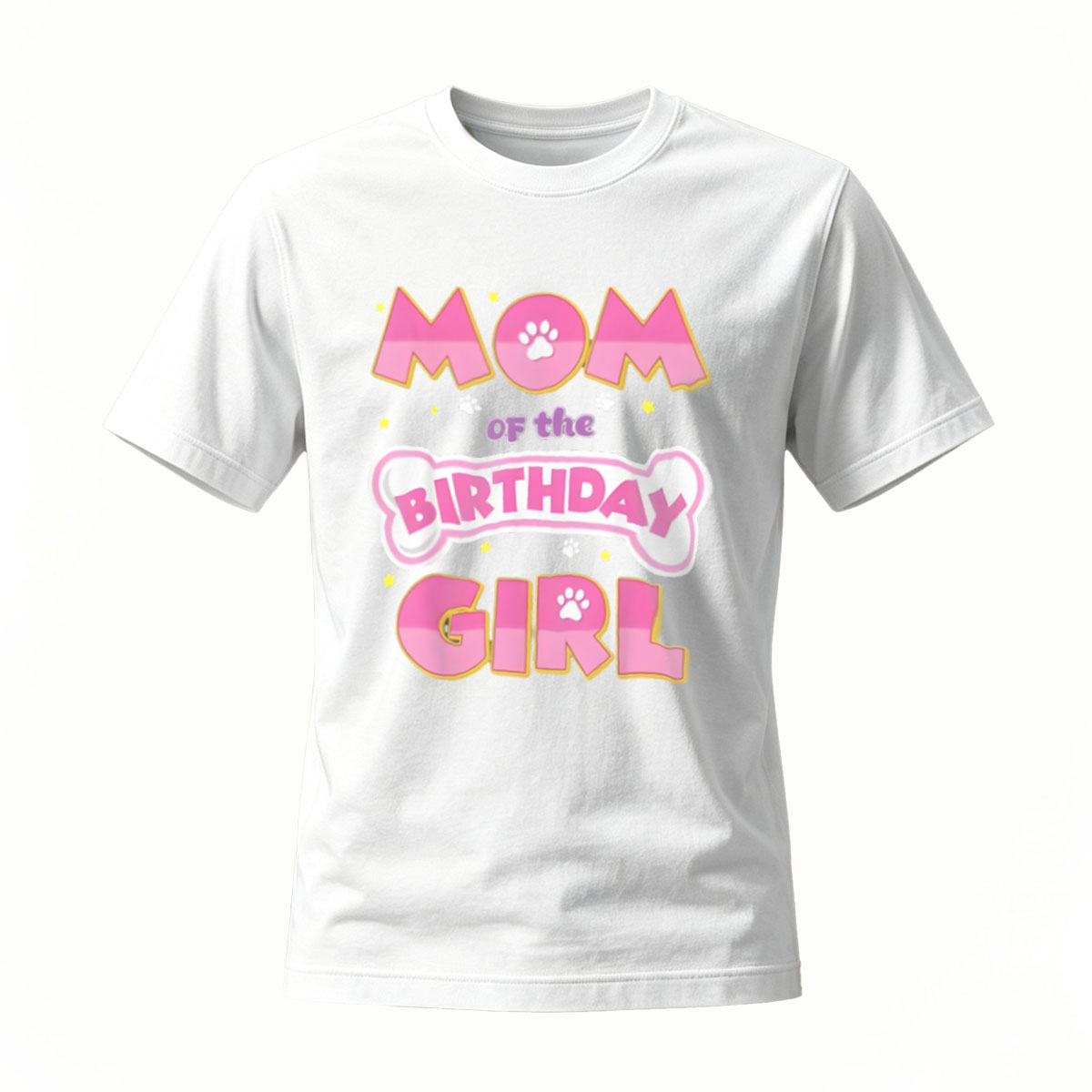 Mom of the Birthday Girl Dog Paw Print T-Shirt for Women - Image 2