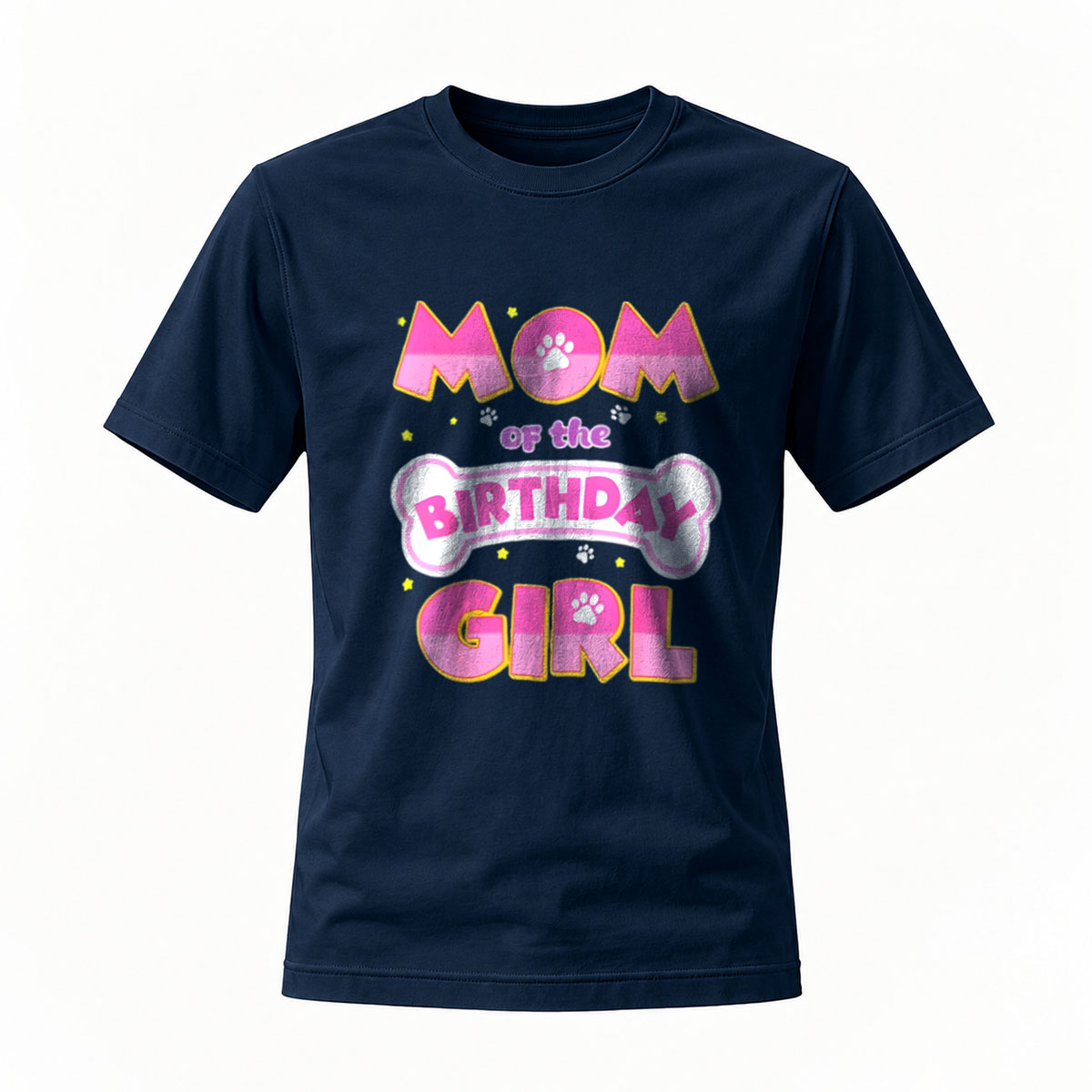 Mom of the Birthday Girl Dog Paw Print T-Shirt for Women - Image 7