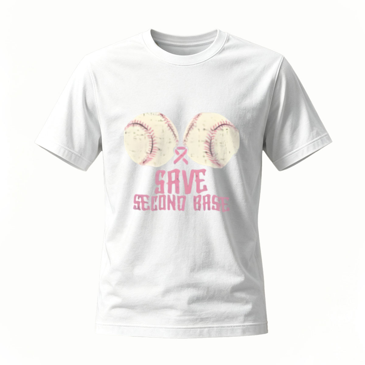 Save Second Base Baseball T-Shirt Men Women Breast Cancer Awareness - Image 2