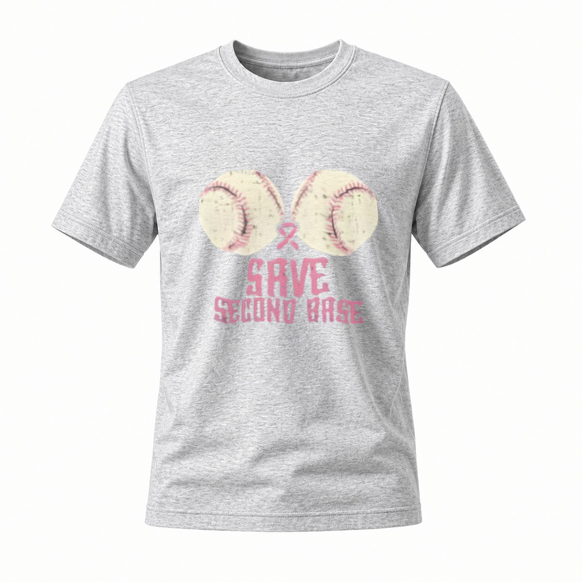 Save Second Base Baseball T-Shirt Men Women Breast Cancer Awareness - Image 3