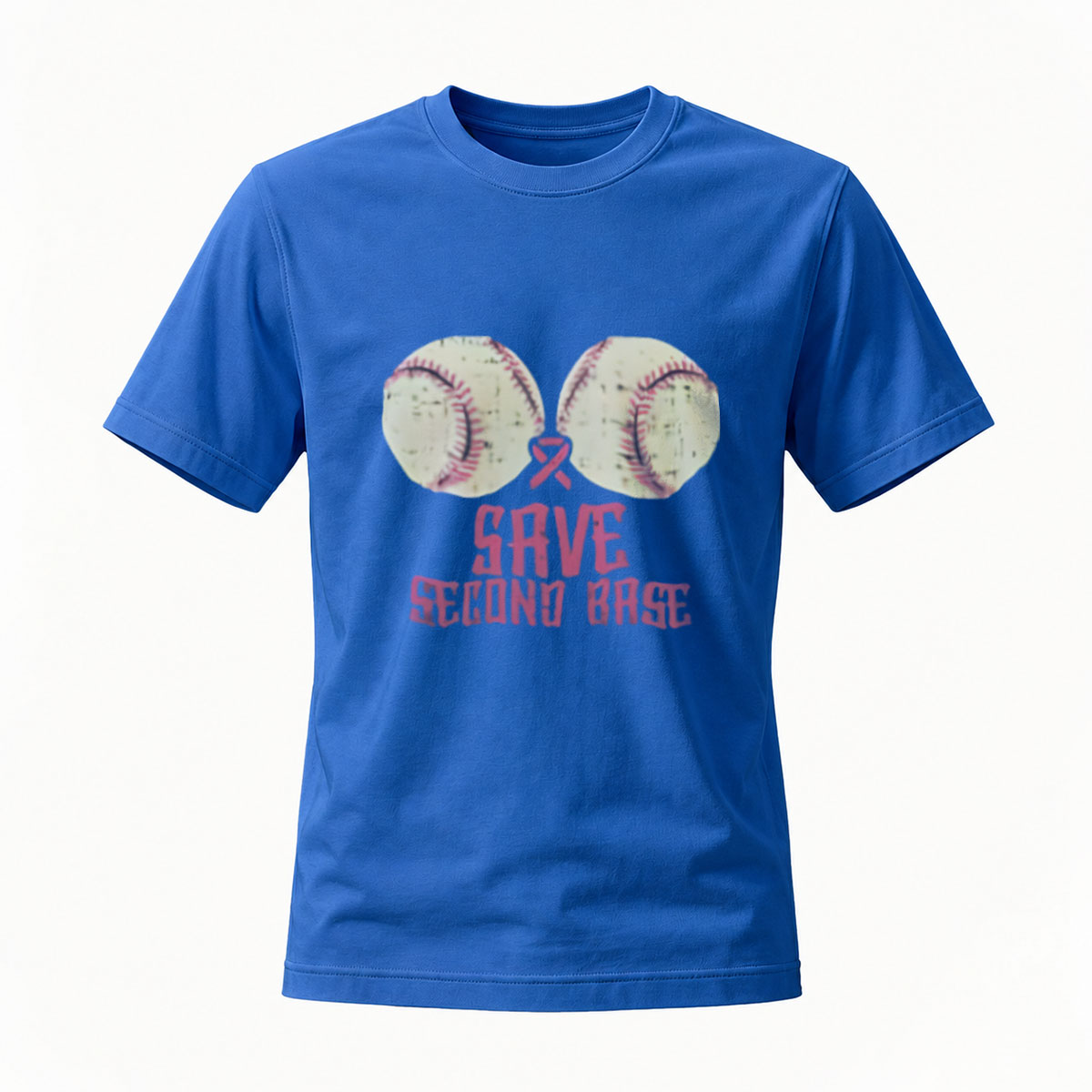 Save Second Base Baseball T-Shirt Men Women Breast Cancer Awareness - Image 4
