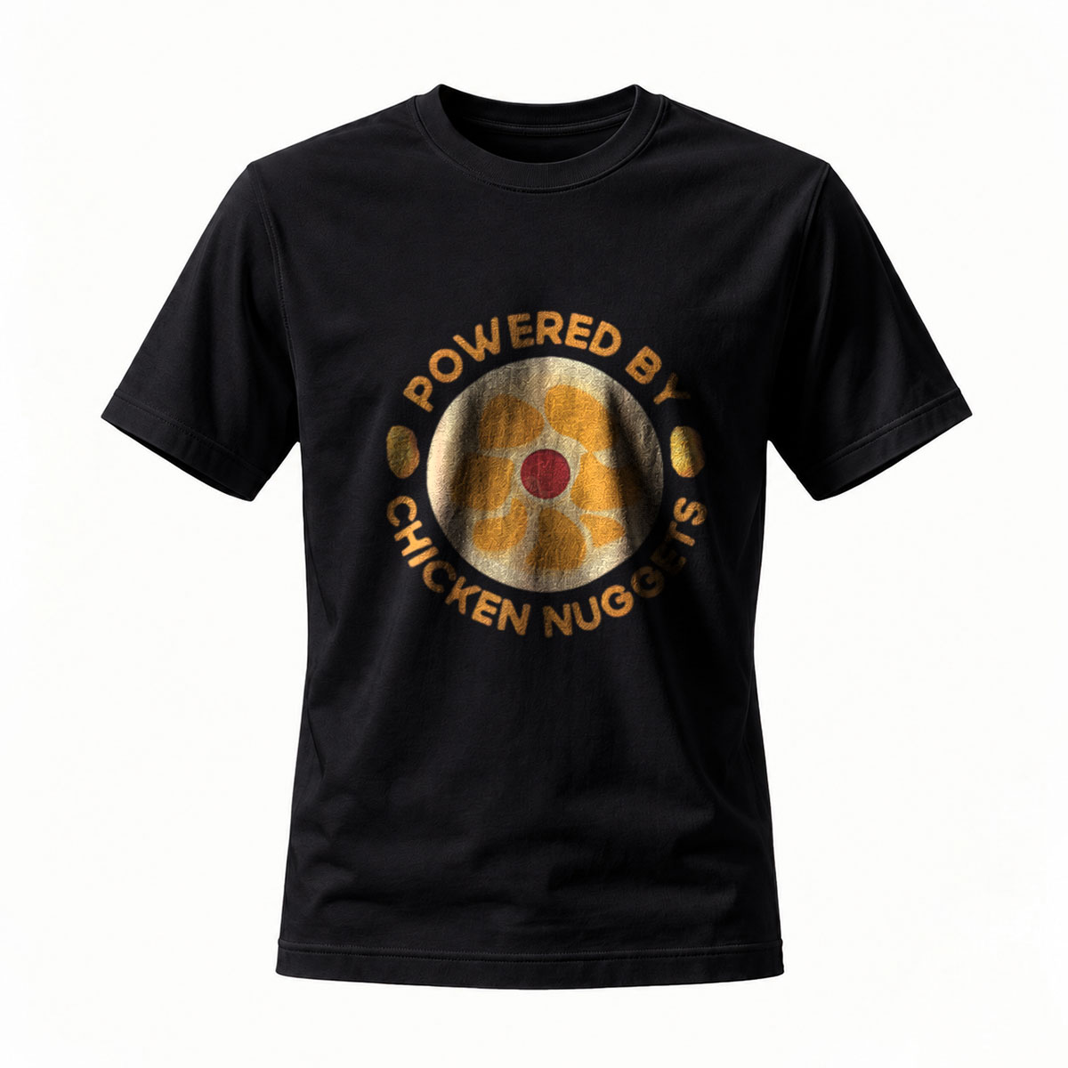 Powered by Chicken Nuggets T-Shirt Men's Casual Funny Food Graphic Tee