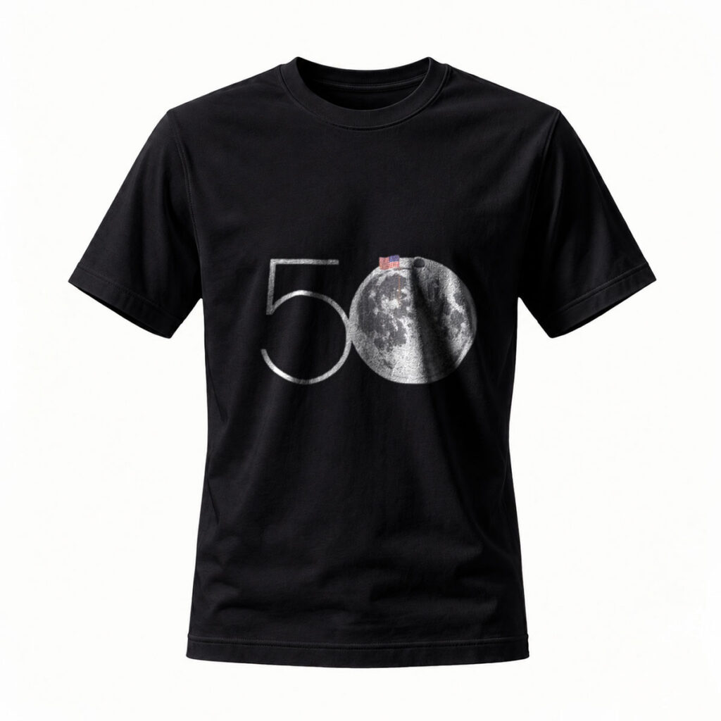 50th Moon Landing Anniversary T-Shirt Men's Black Graphic Tee