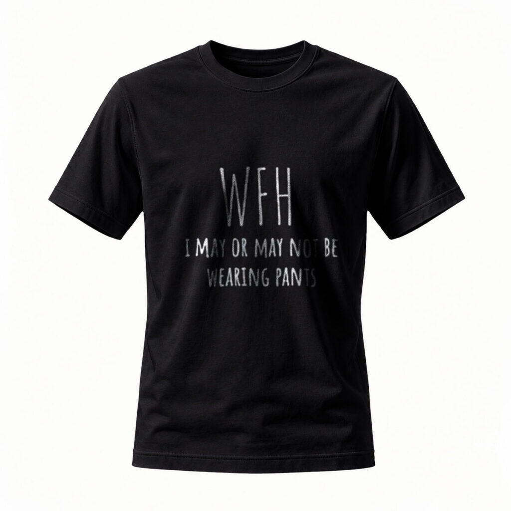 WFH I May Or May Not Be Wearing Pants T-Shirt Men's Women's Casual Top Gift Work From Home Humor Apparel
