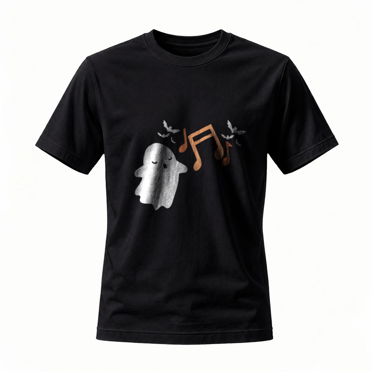 Ghost Music Notes Halloween T-Shirt Men's Women's Casual Wear Gift
