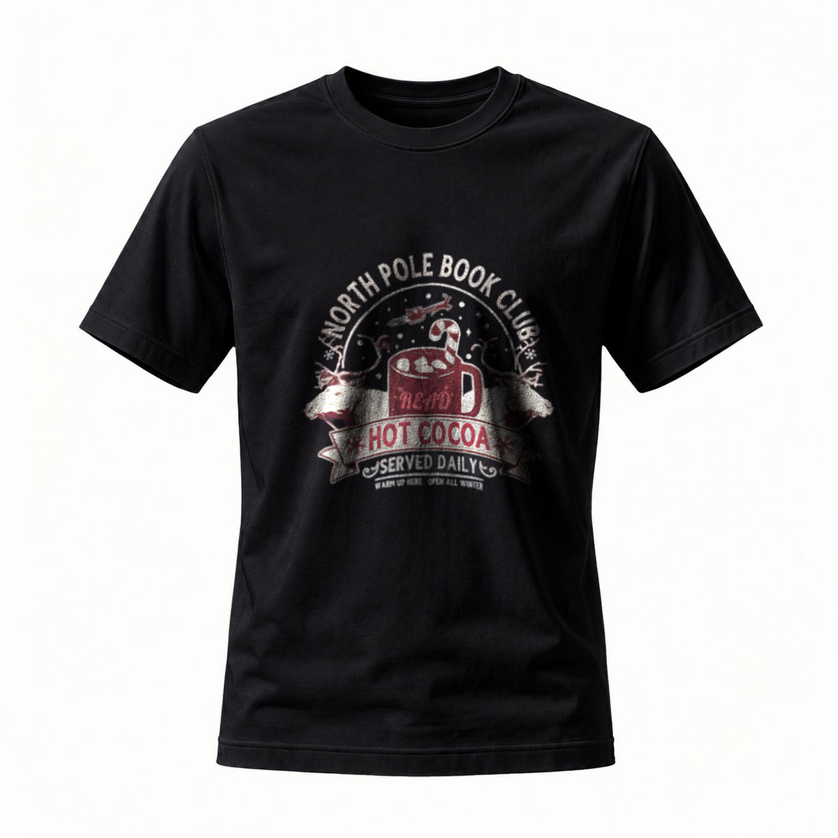 North Pole Book Club Hot Cocoa T-Shirt Men's Winter Gift