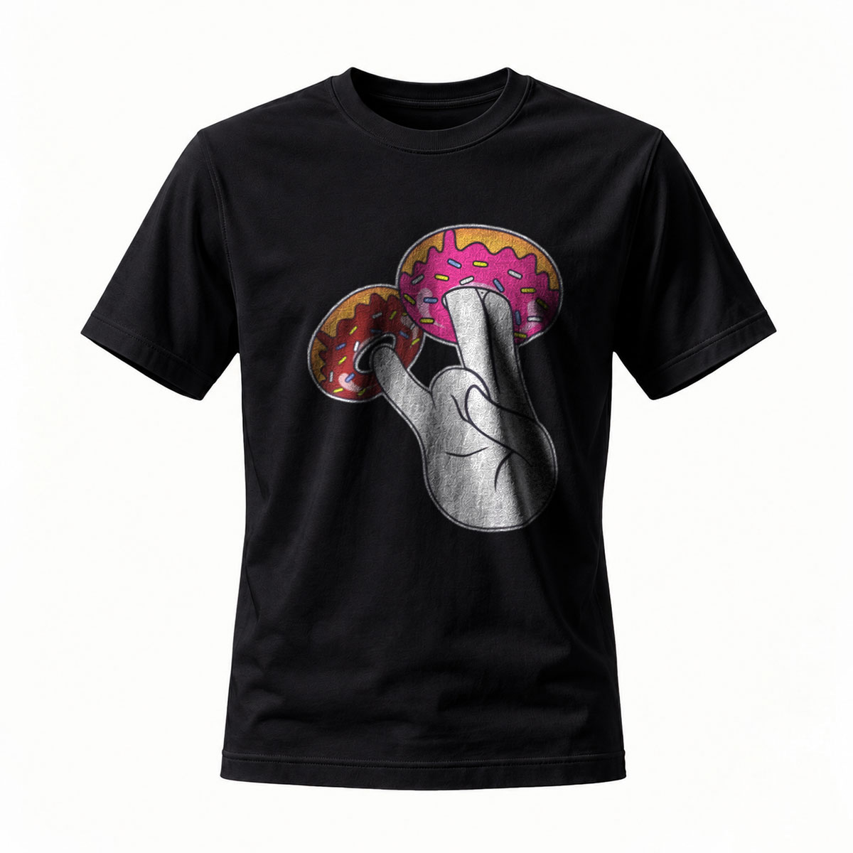 Donut Hand Gesture T-Shirt Men's Funny Food Graphic Tee
