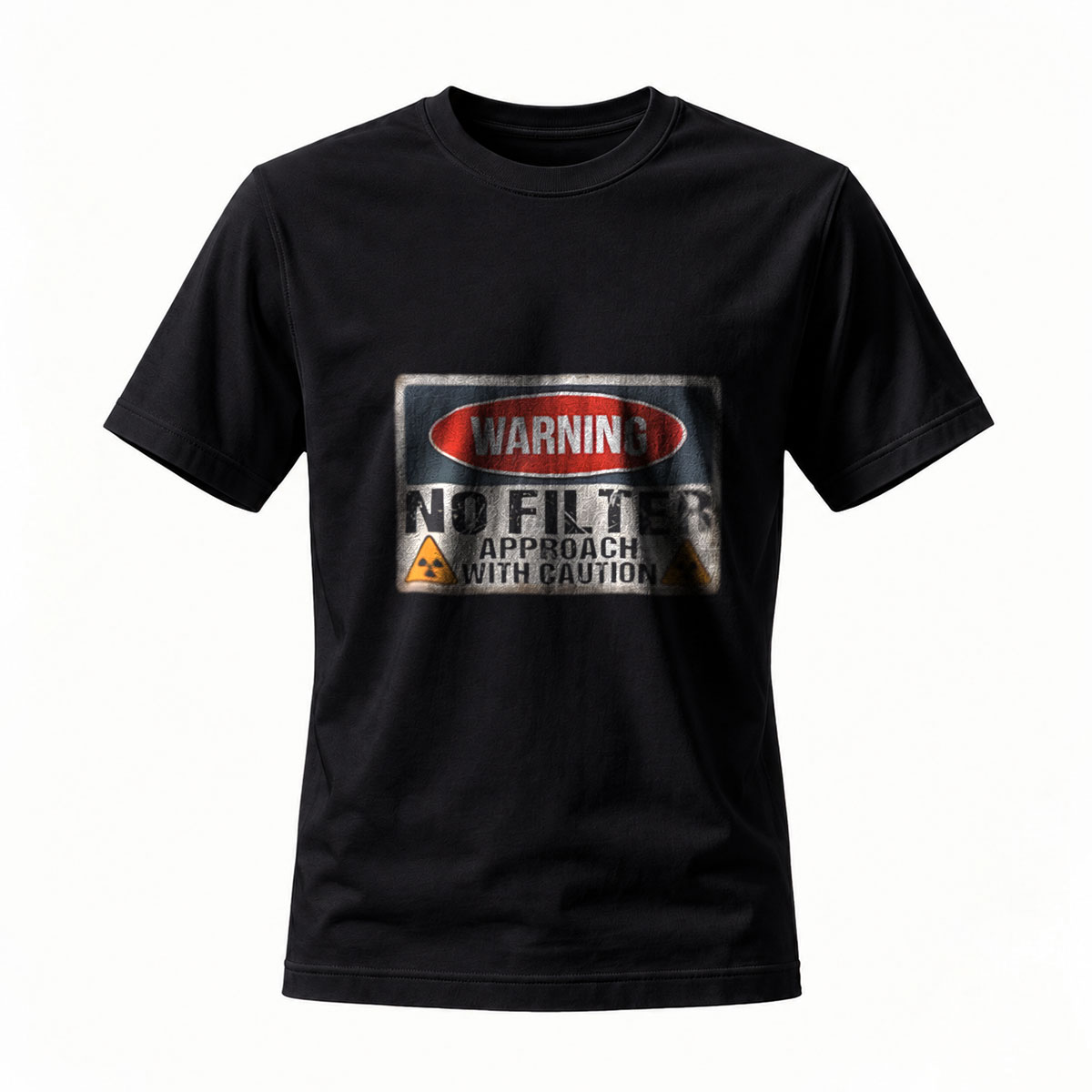 No Filter Warning Graphic T-Shirt Men's Casual Wear