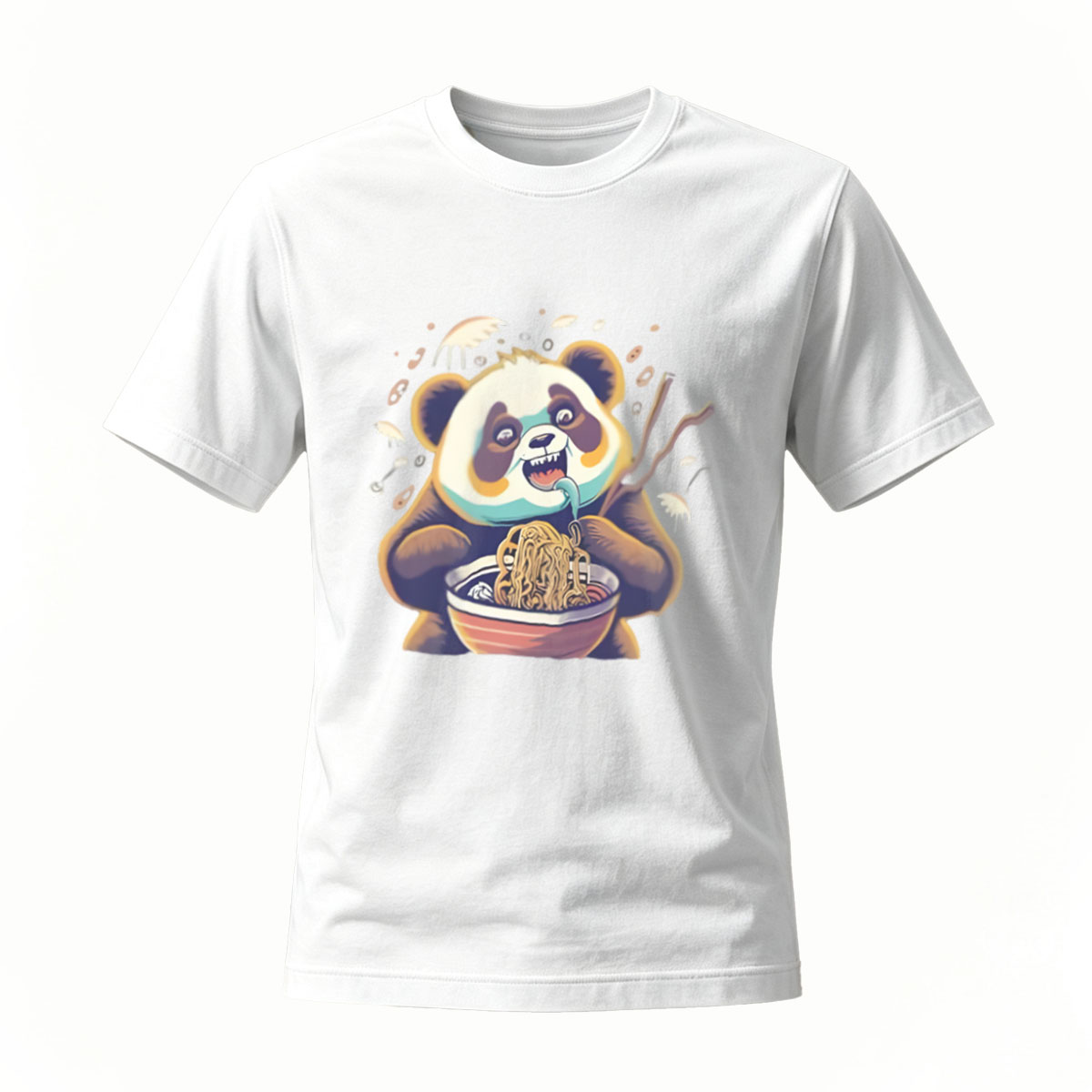 Panda Eating Noodles Men's T-Shirt Funny Animal Design Gift - Image 2