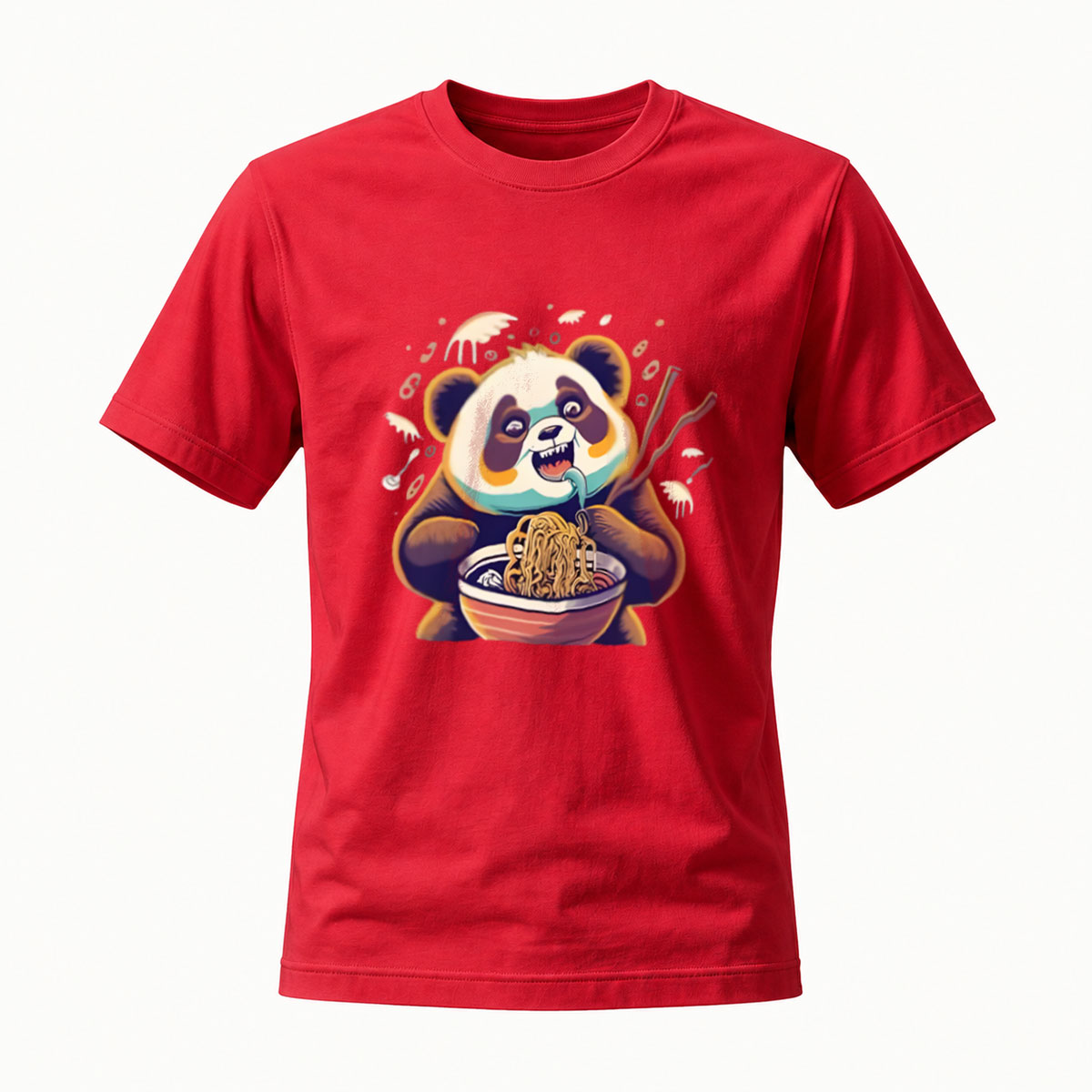 Panda Eating Noodles Men's T-Shirt Funny Animal Design Gift - Image 5