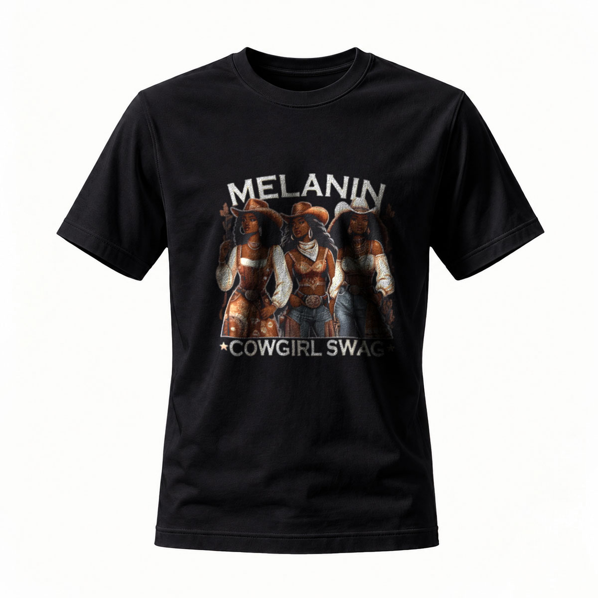 Melanin Cowgirl Swag T-Shirt Women's Fashion Graphic Tee