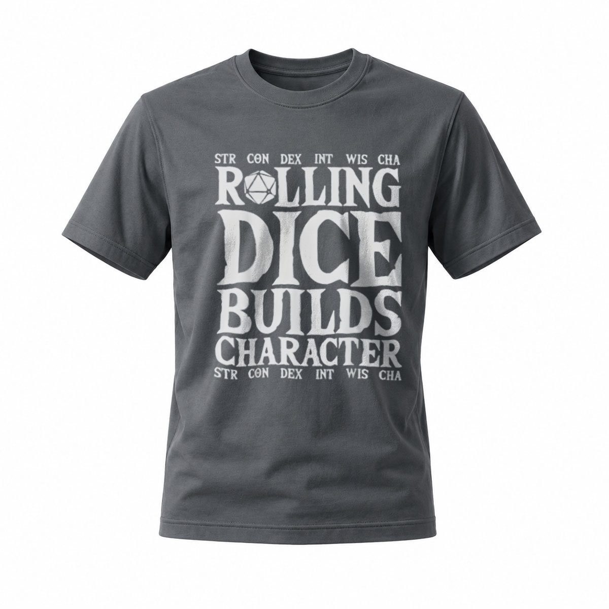 Rolling Dice Builds Character D20 T-Shirt Men's Gaming Apparel - Image 6