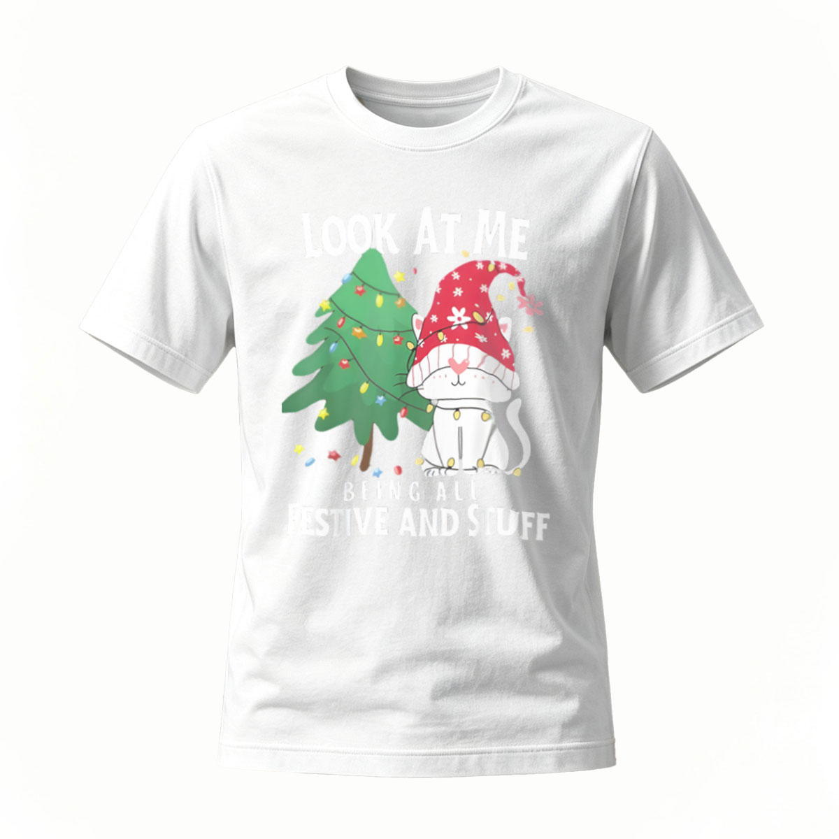 Look At Me Being Festive Christmas Gnome Tree T-Shirt - Image 2