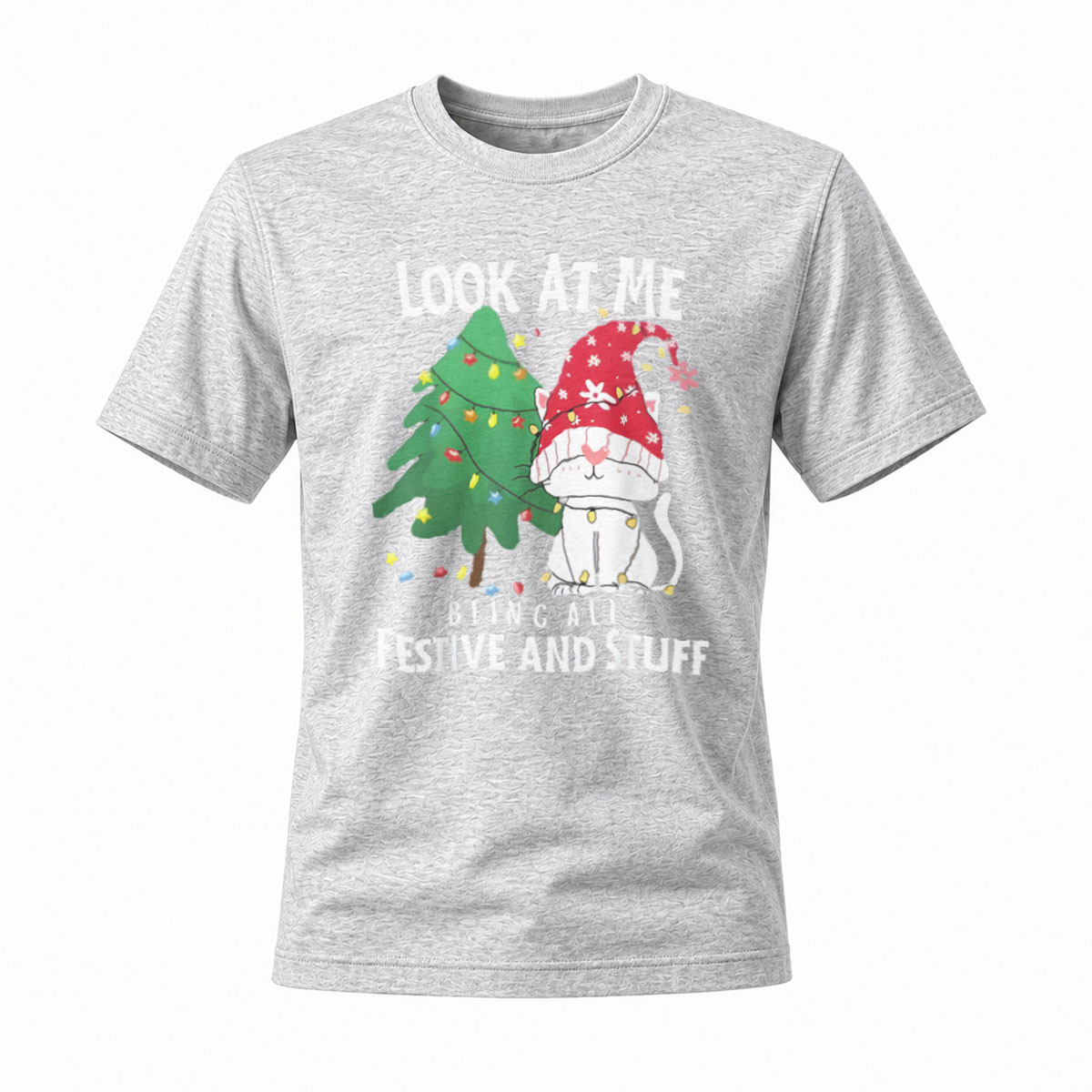 Look At Me Being Festive Christmas Gnome Tree T-Shirt - Image 3
