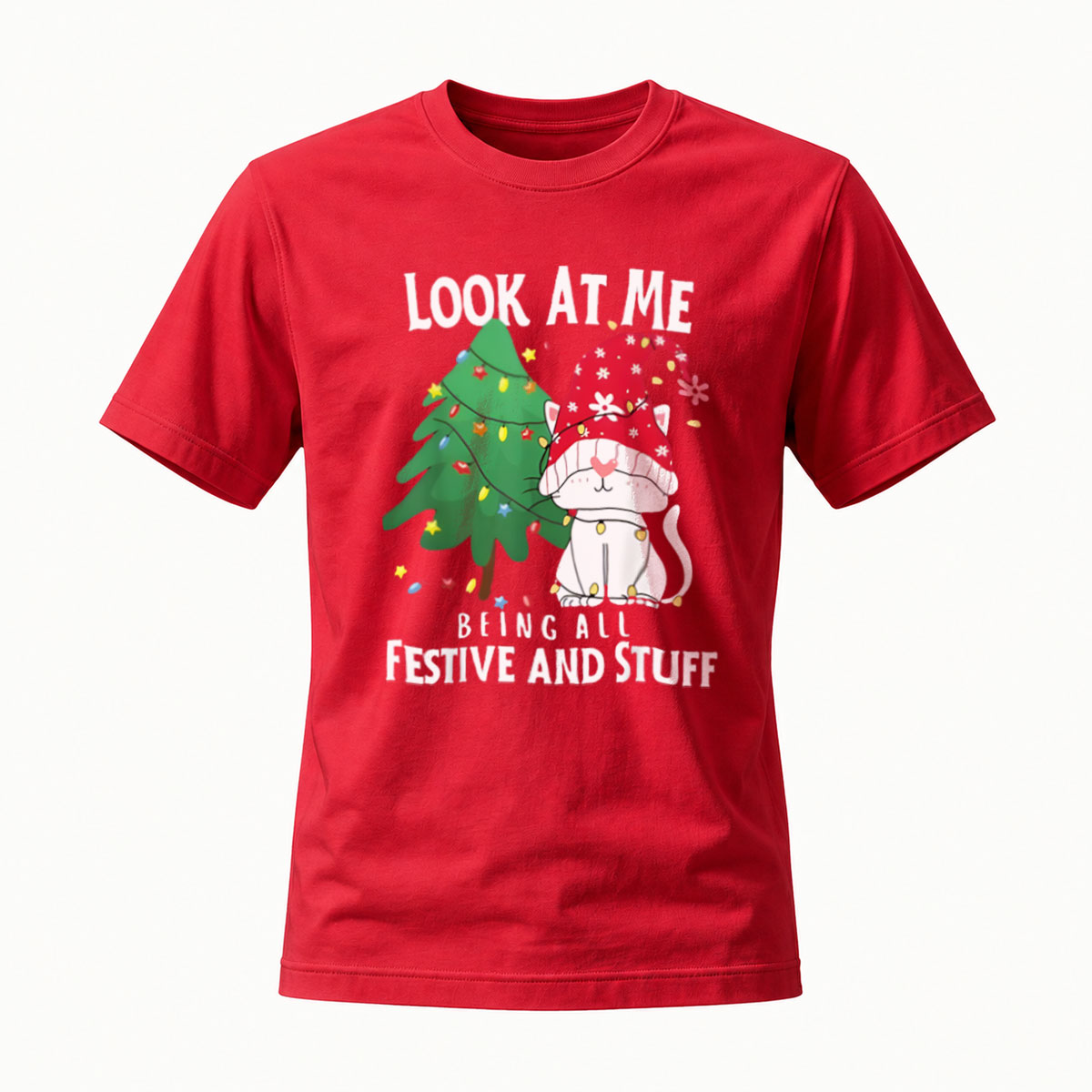 Look At Me Being Festive Christmas Gnome Tree T-Shirt - Image 5