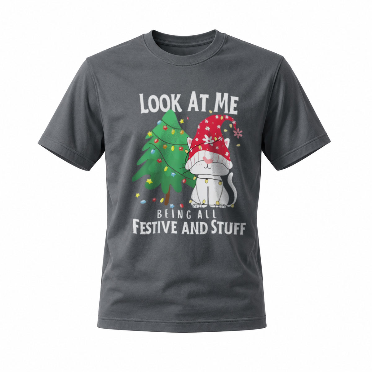 Look At Me Being Festive Christmas Gnome Tree T-Shirt - Image 6