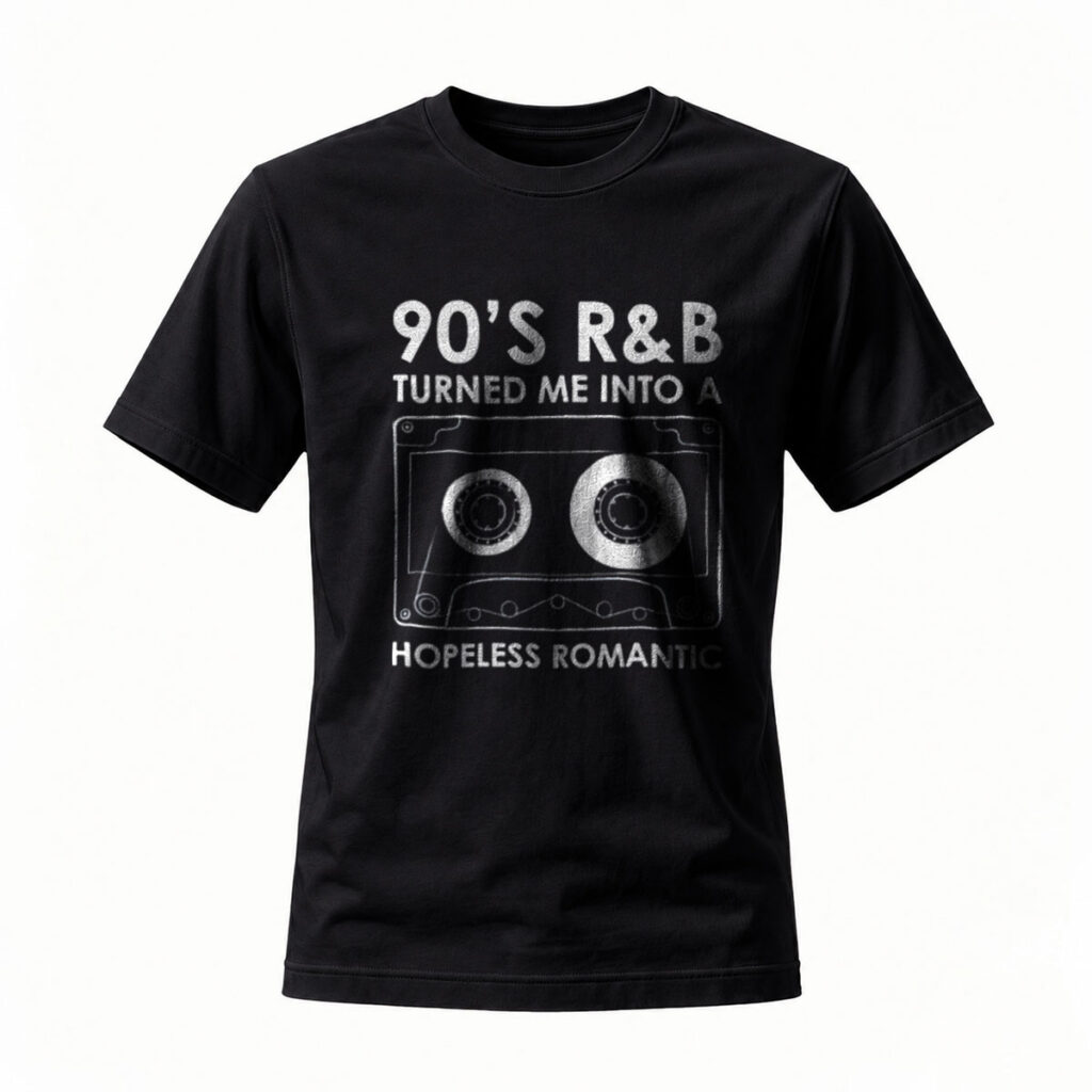 90s R&B Turned Me Into Hopeless Romantic T-Shirt Men's Black Casual Wear Music Lover Gift