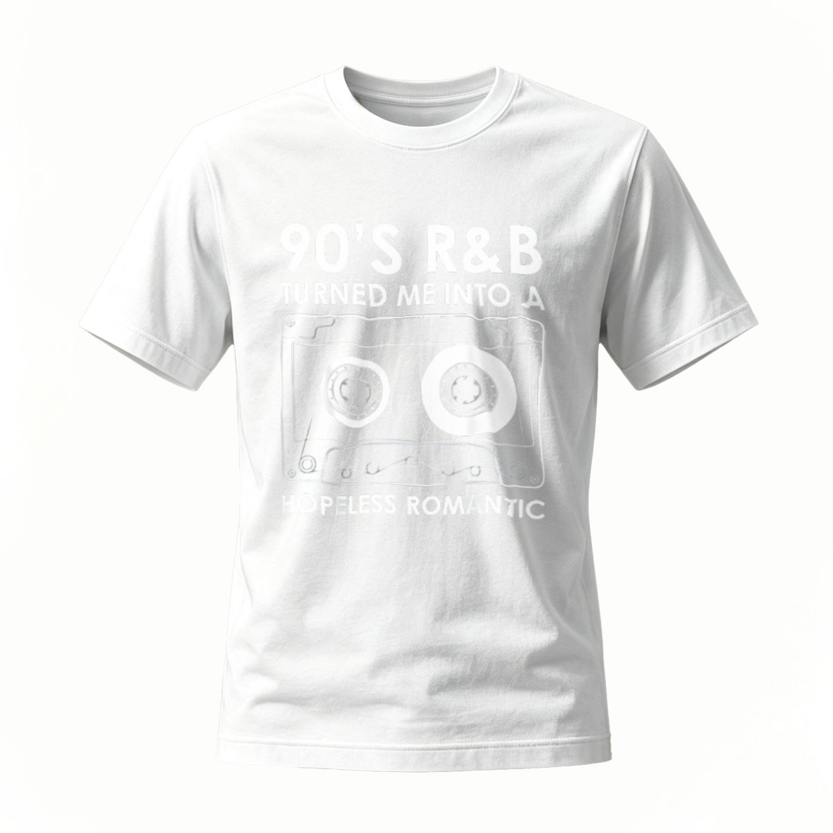 90s R&B Turned Me Into Hopeless Romantic T-Shirt Men's Black Casual Wear Music Lover Gift - Image 2
