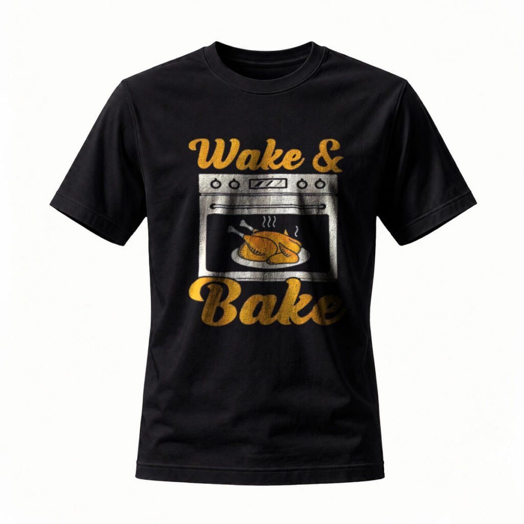 Wake & Bake Oven Turkey T-Shirt Men's Casual Funny Cooking Gift
