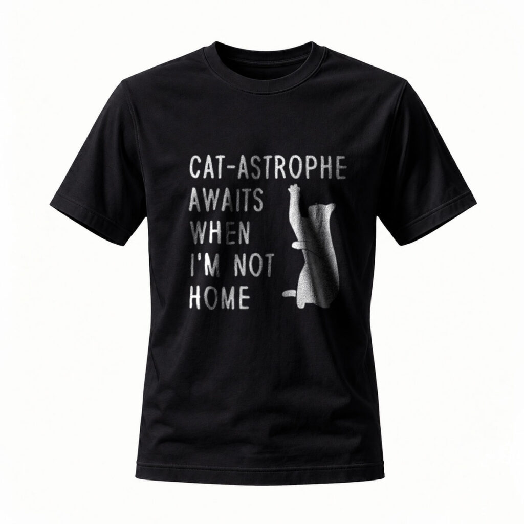 Cat Astrophe Awaits When Im Not Home T-Shirt Men Women Funny Cat Lover Gift