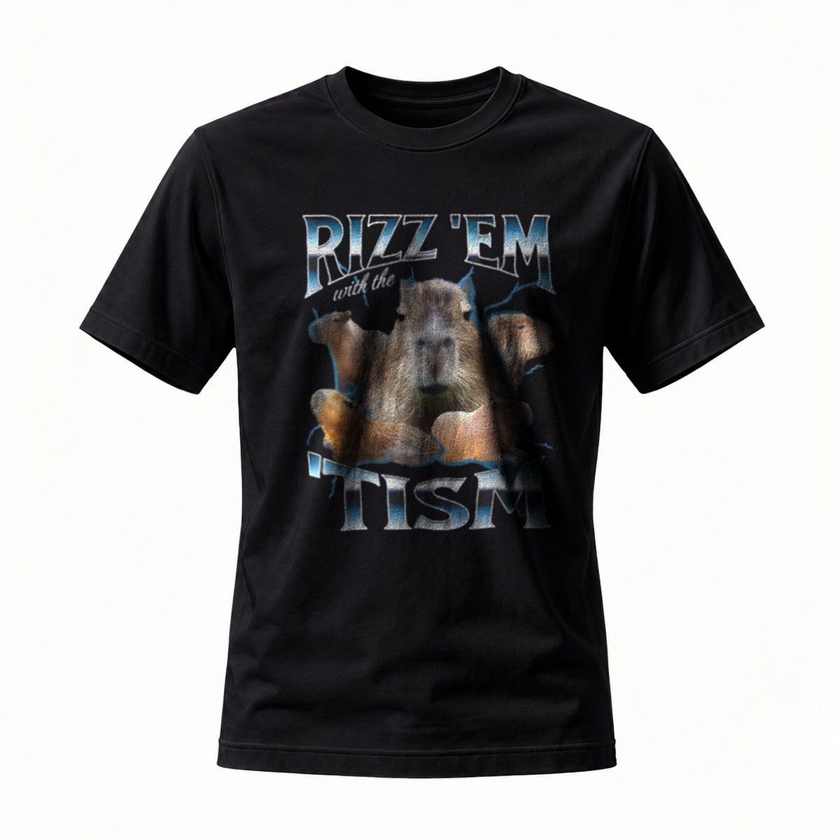 Rizz Em With The Tism Capybara T-Shirt Men's Casual Fun Gift