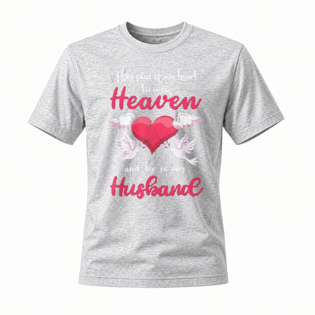 A Big Piece of My Heart Lives in Heaven Husband Memorial T-Shirt - Image 3