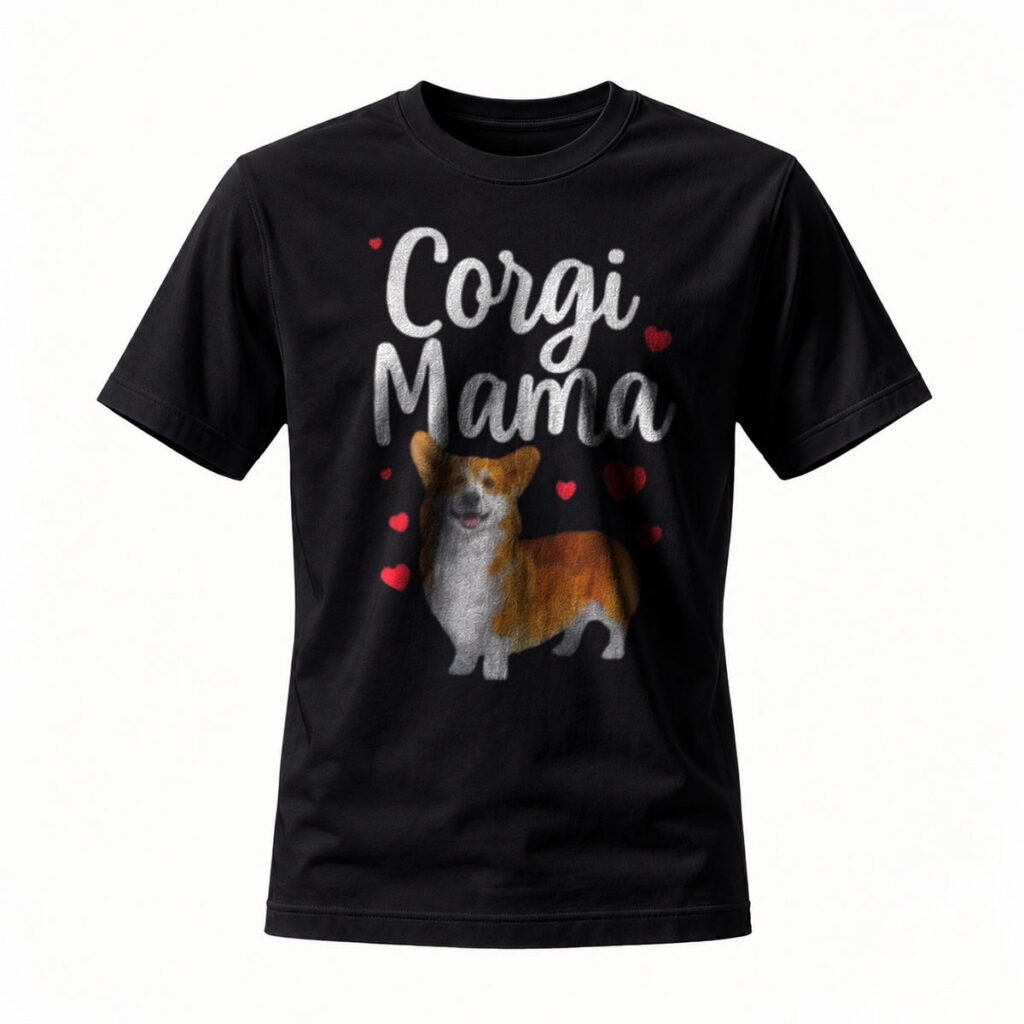 Corgi Mama T-Shirt Women's Gift Dog Lover Heart Print