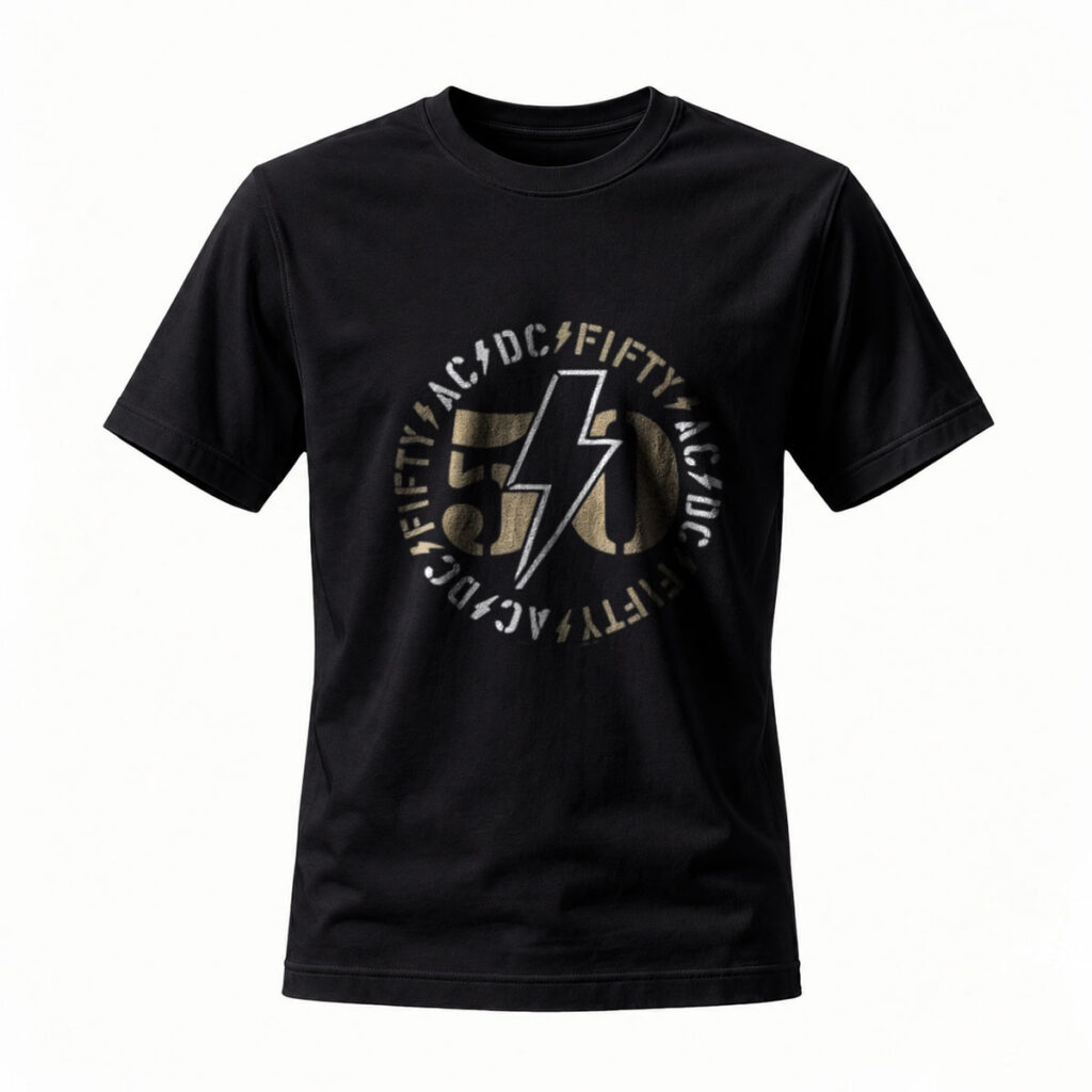 ACDC 50th Anniversary Rock Band Logo Men's T-Shirt Black