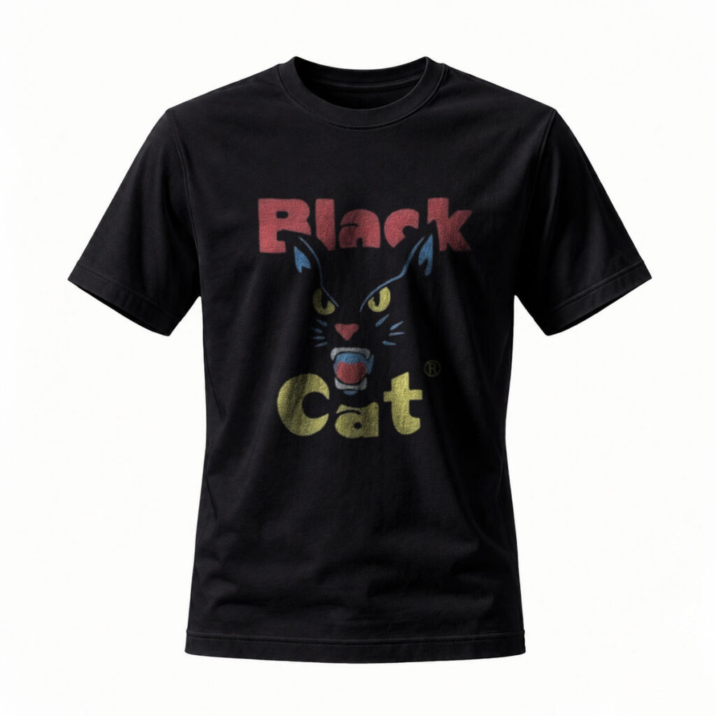 Black Cat Logo T-Shirt Men's Women's Casual Wear Gift