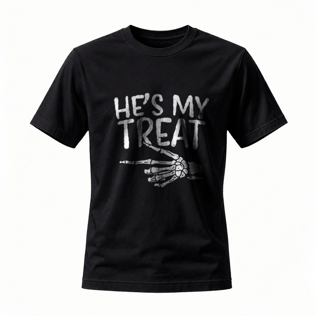 Hes My Treat Skeleton Hand Halloween T-Shirt Men Women