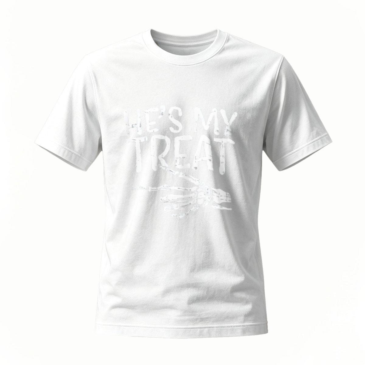 Hes My Treat Skeleton Hand Halloween T-Shirt Men Women - Image 2