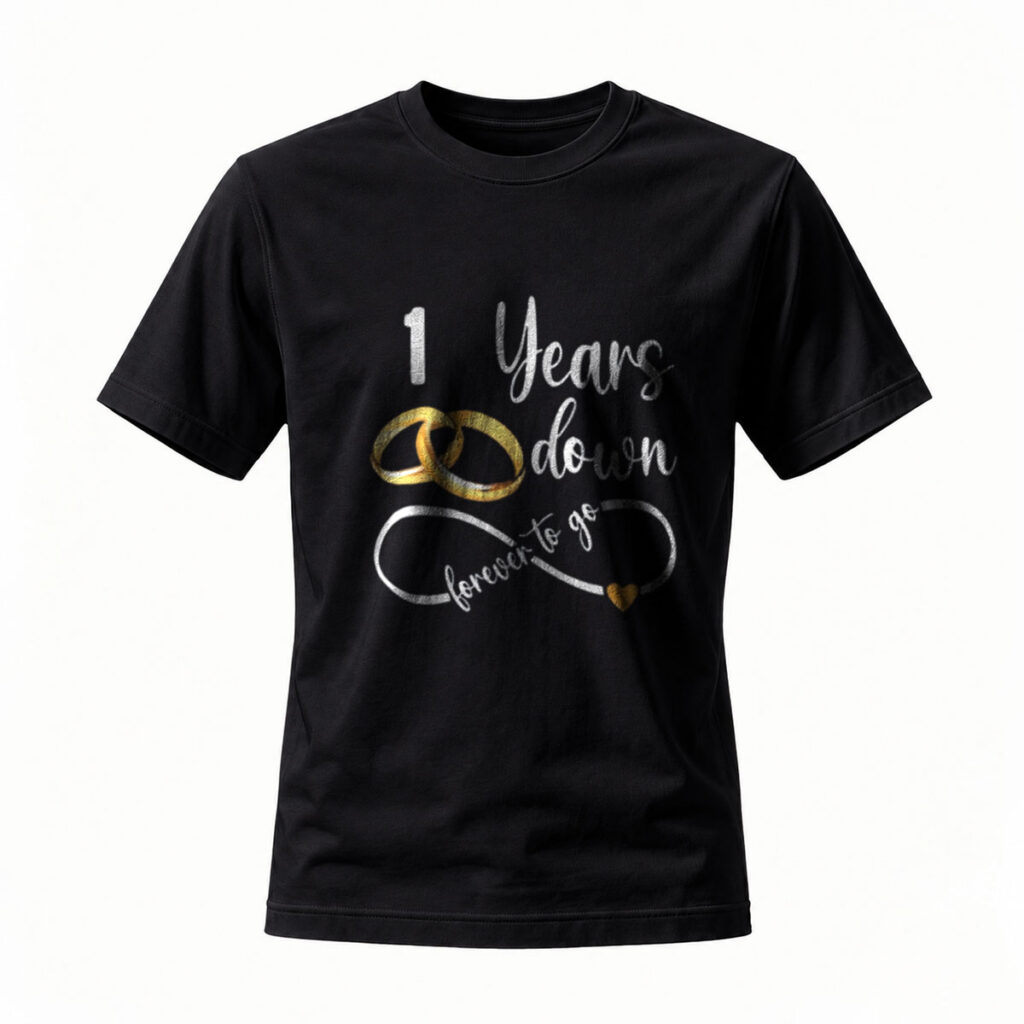 1 Year Down Forever to Go Wedding Anniversary T-Shirt