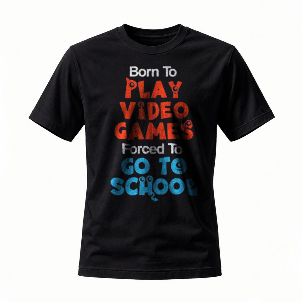 Born To Play Video Games Forced To Go To School T-Shirt